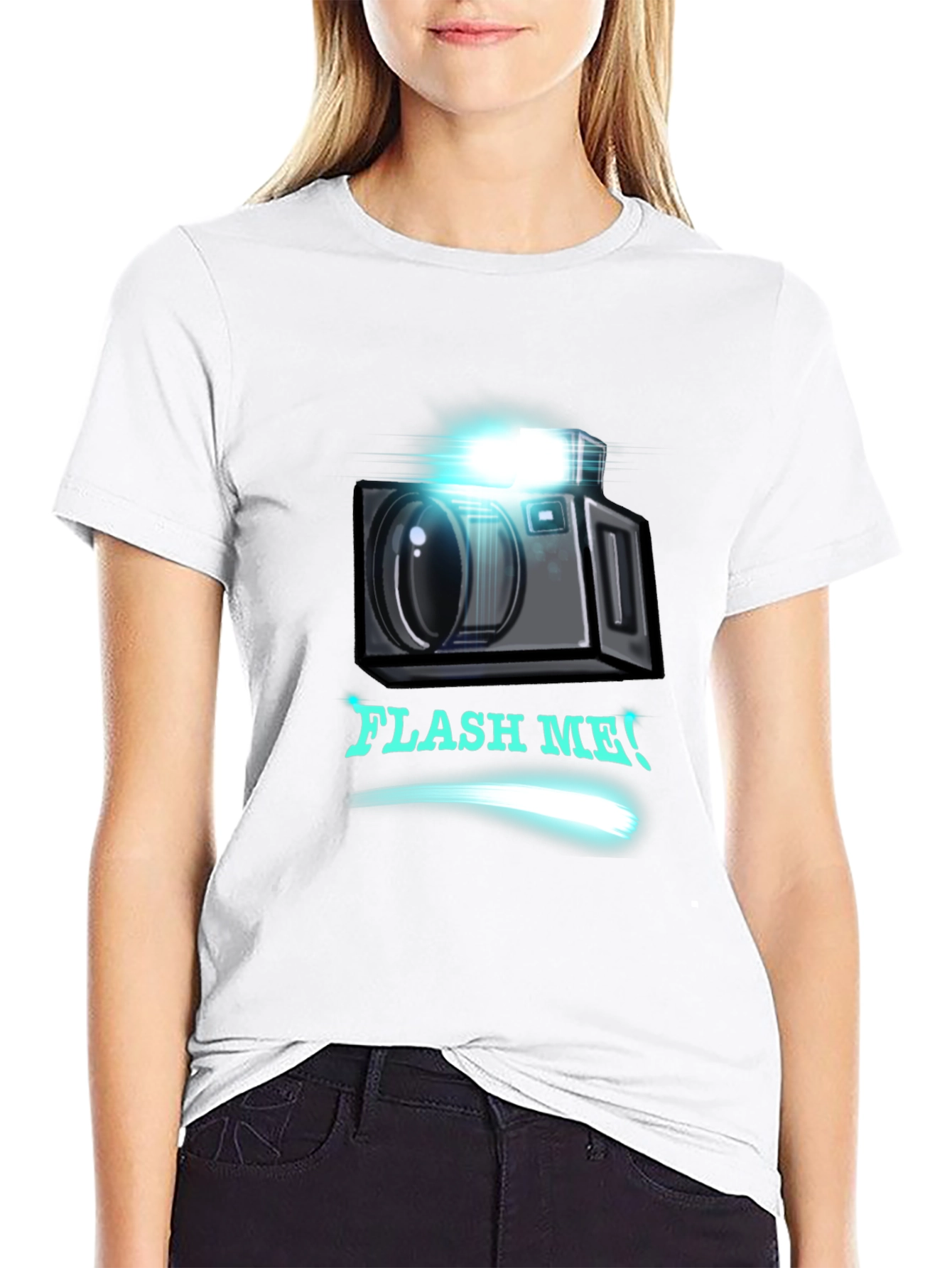 Flash Me Camera Graphic T-Shirt - Trendy Design