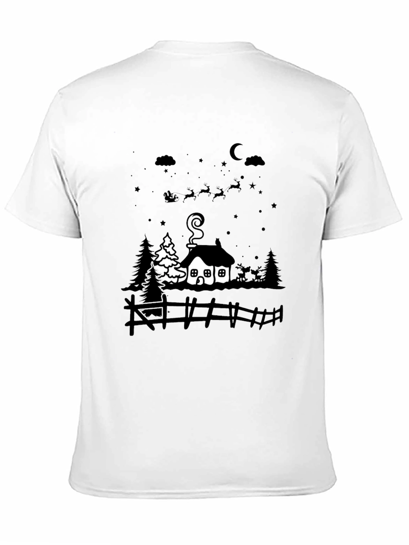 Festive Winter Scene Black T-Shirt