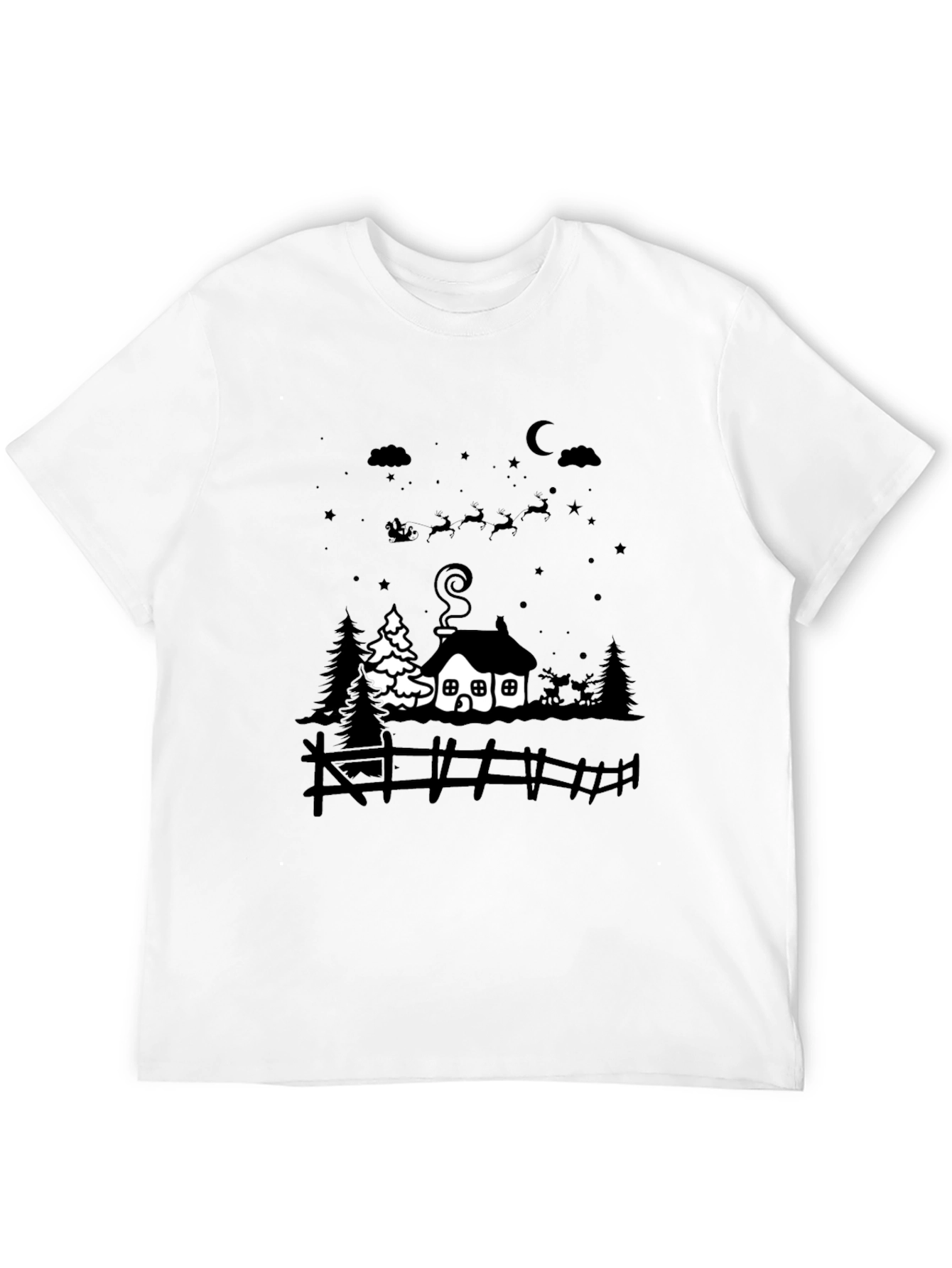 Festive Winter Scene Black T-Shirt
