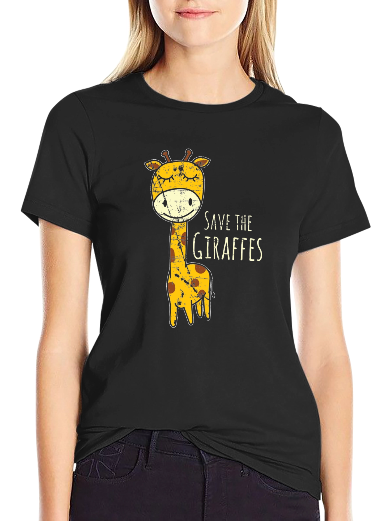 Save The Giraffes Graphic Tee - Black