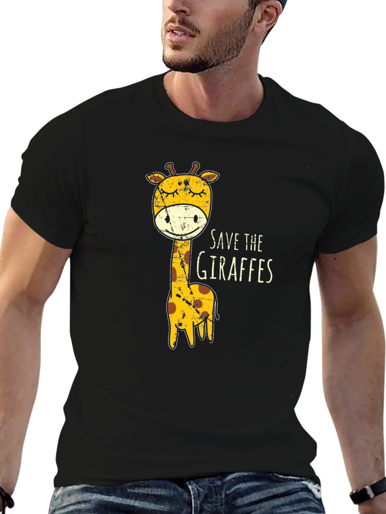 Save The Giraffes Graphic Tee - Black