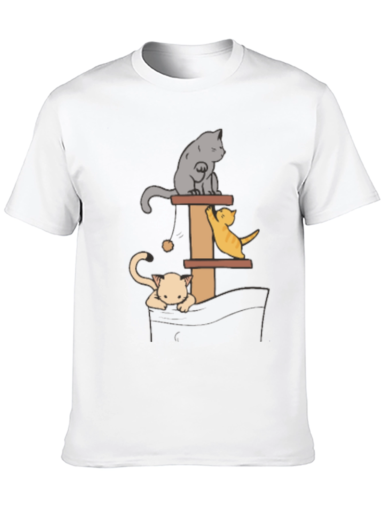 Cat Tower T-Shirt - Playful Kitten Design