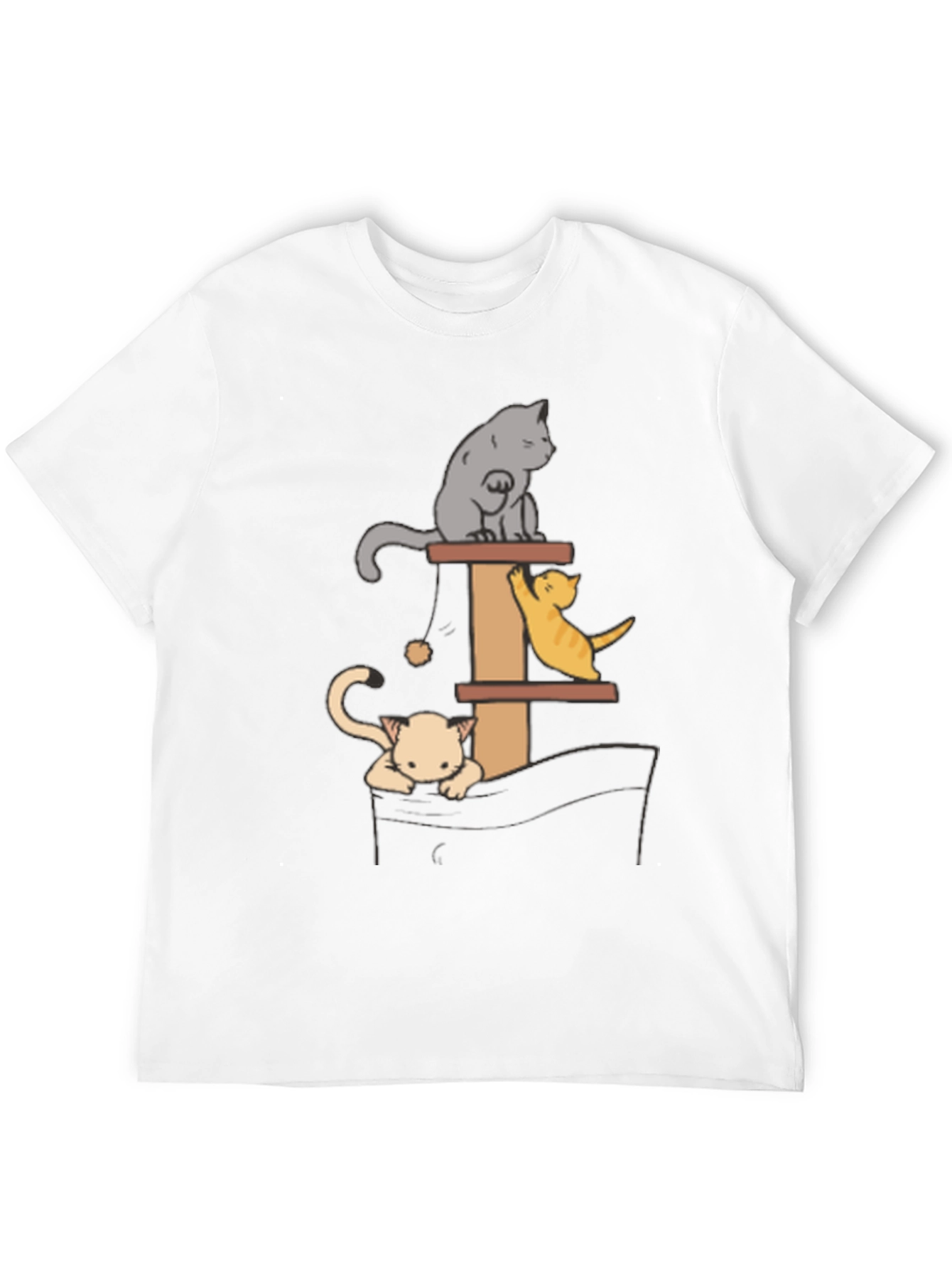 Cat Tower T-Shirt - Playful Kitten Design