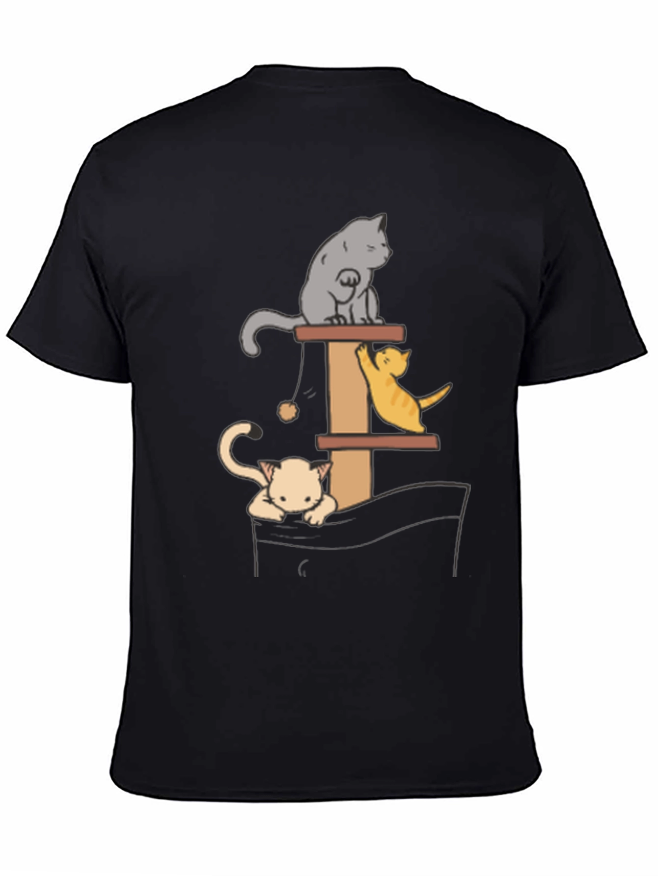 Cat Tower T-Shirt - Playful Kitten Design