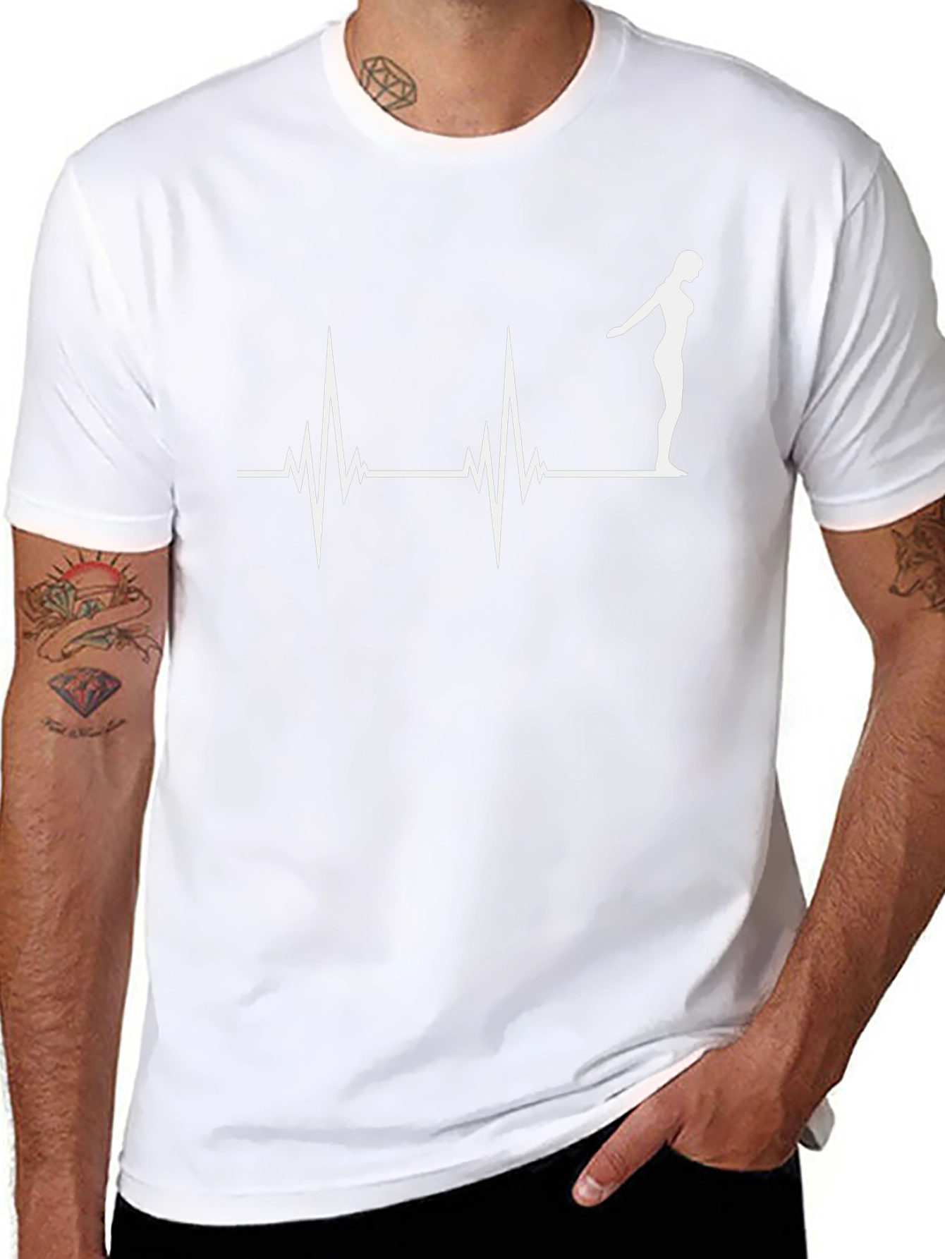 Diving Heartbeat T-Shirt - Black Cotton Tee