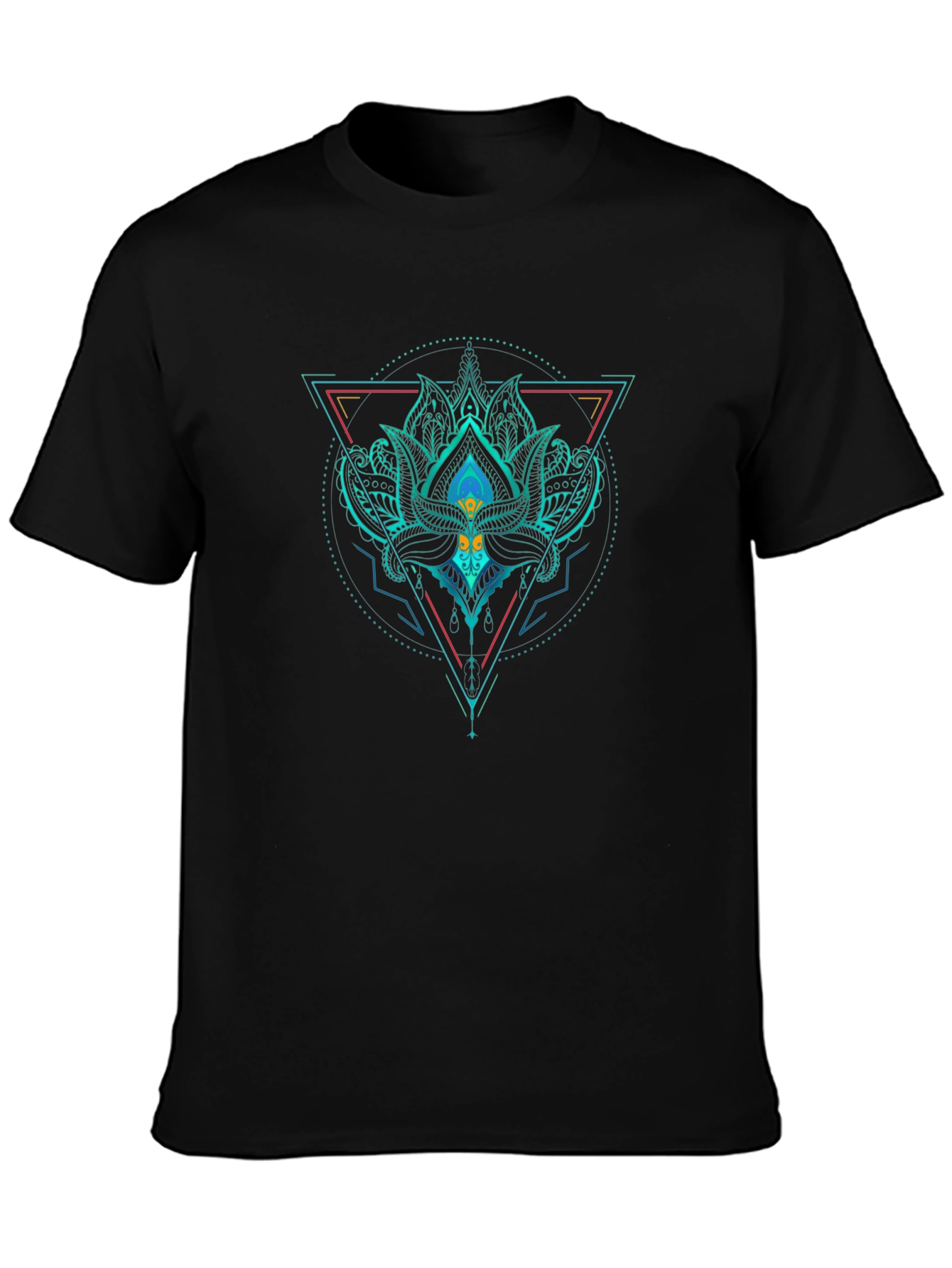 Geometric Lotus T-Shirt - Black
