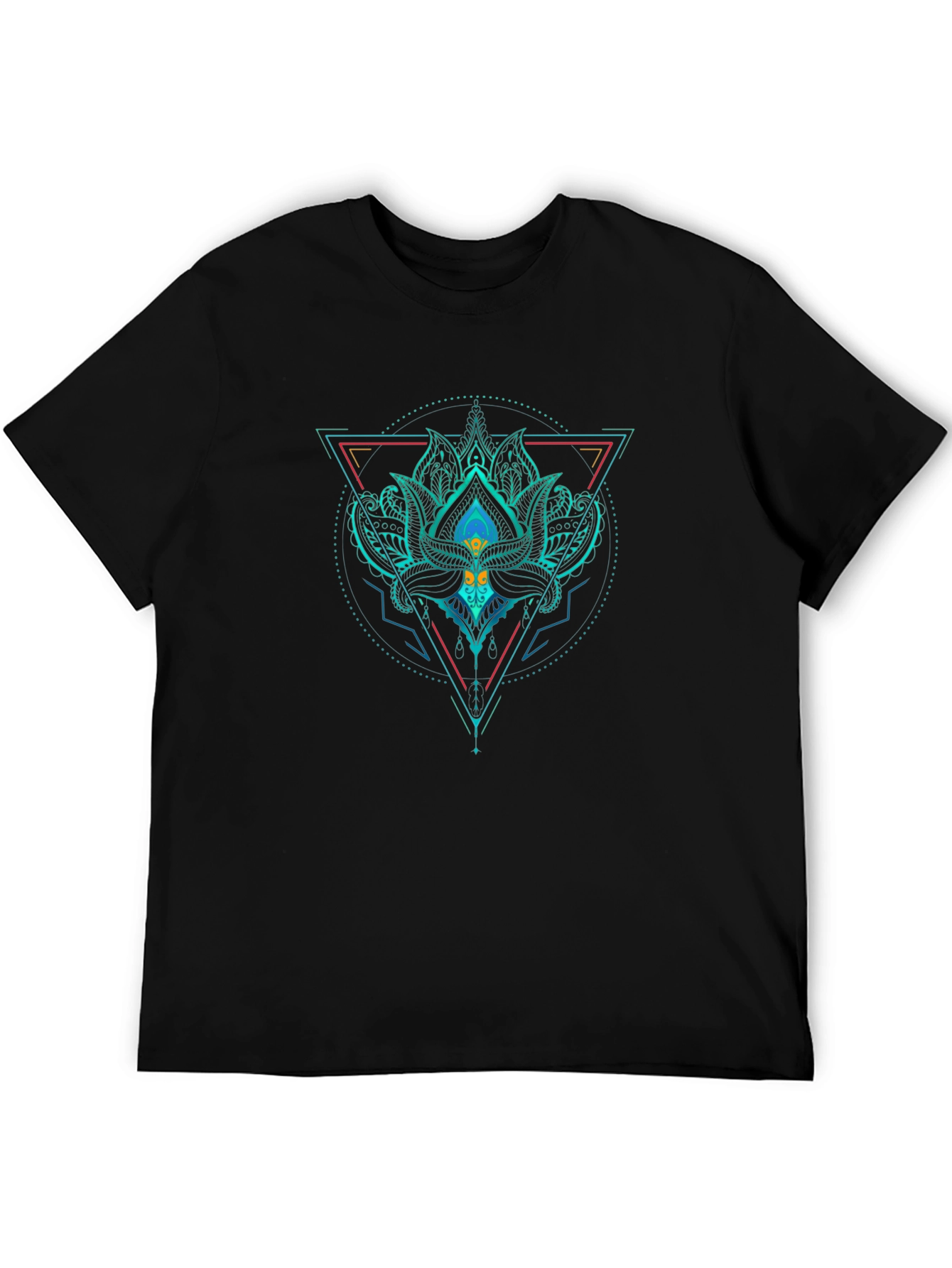 Geometric Lotus T-Shirt - Black