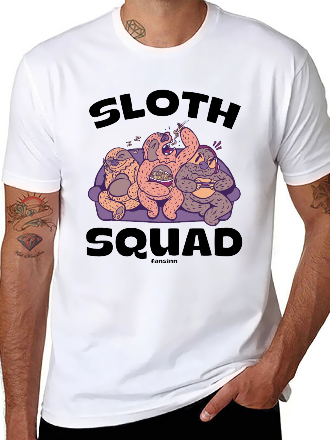 Sloth Squad Black Graphic T-Shirt
