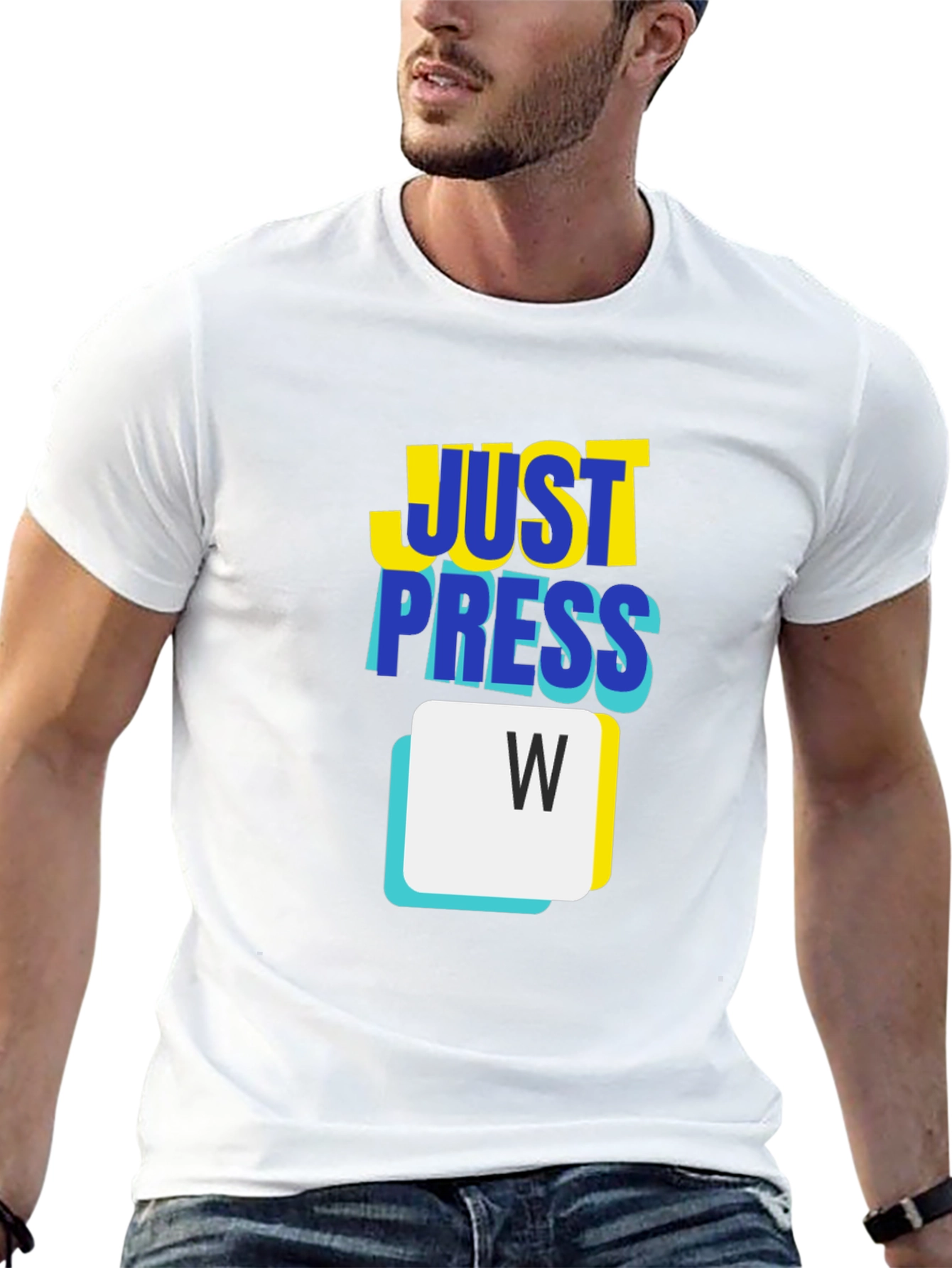 Just Press W Black T-Shirt - Gamer Style