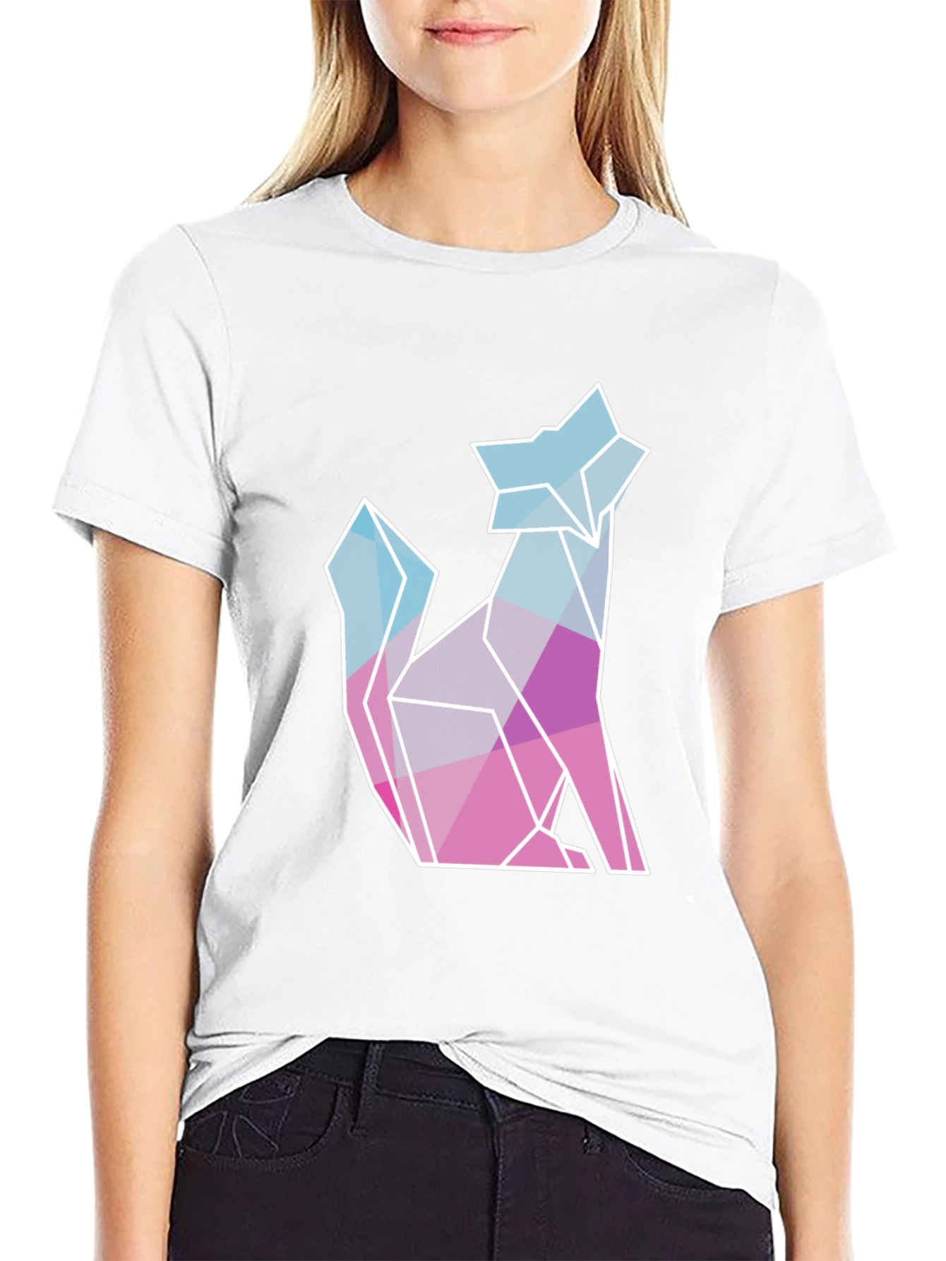 Geometric Wolf Graphic Tee - Modern Style