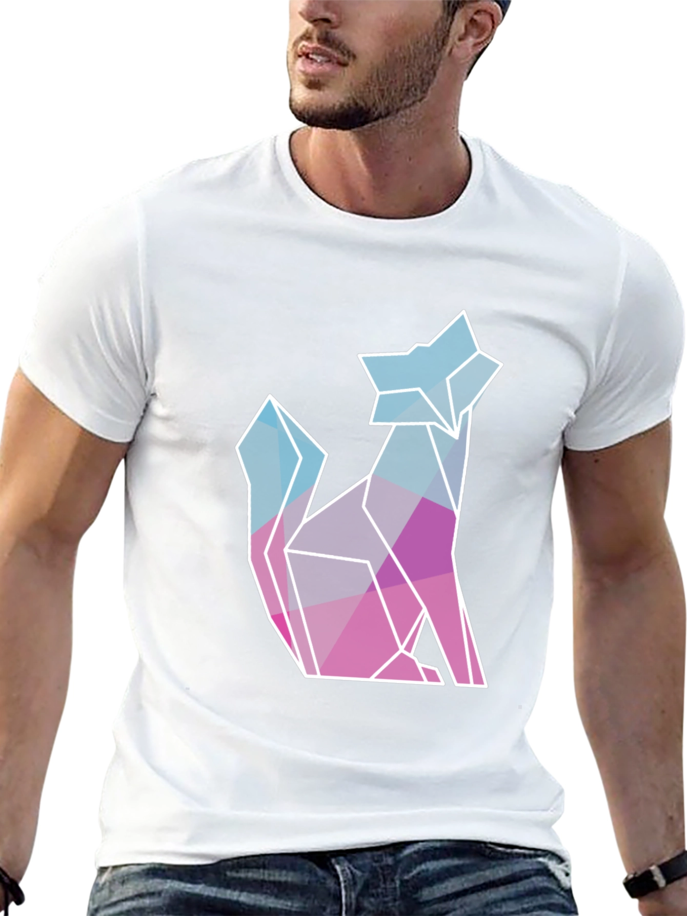 Geometric Wolf Graphic Tee - Modern Style
