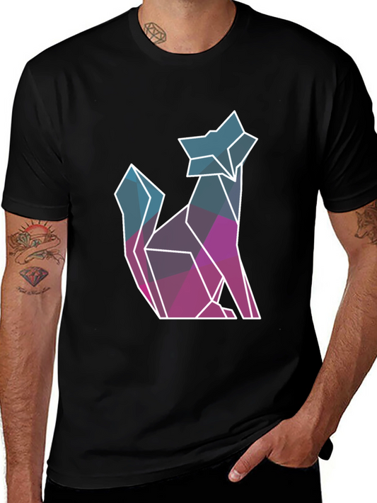 Geometric Wolf Graphic Tee - Modern Style
