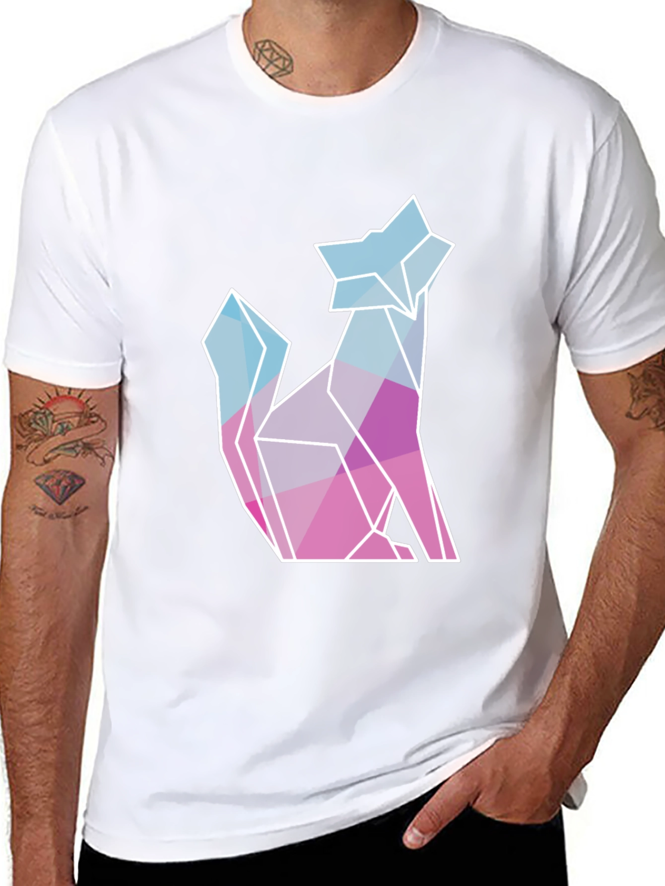 Geometric Wolf Graphic Tee - Modern Style