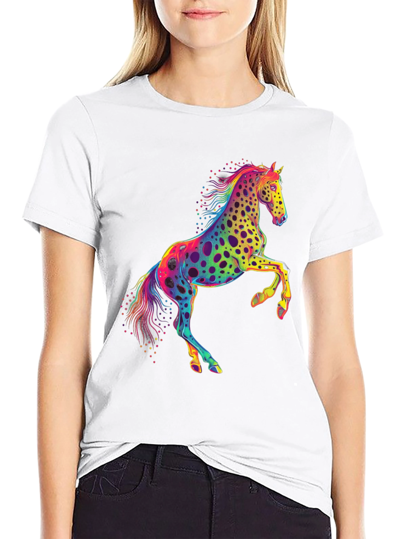 Rainbow Horse Graphic Tee - Mens Black T-Shirt