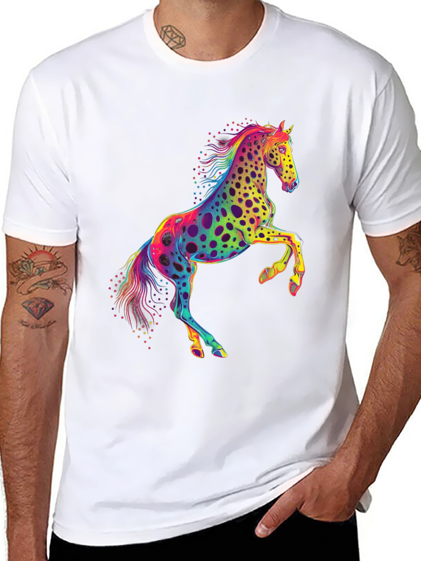 Rainbow Horse Graphic Tee - Mens Black T-Shirt