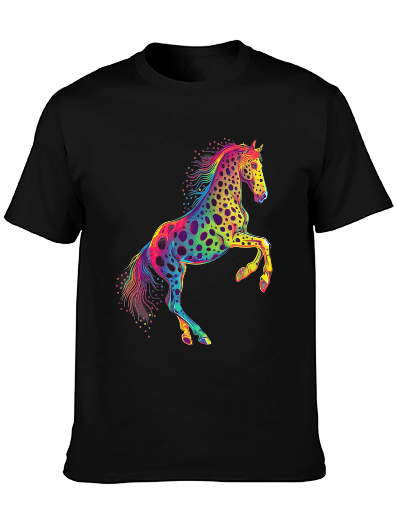 Rainbow Horse Graphic Tee - Mens Black T-Shirt