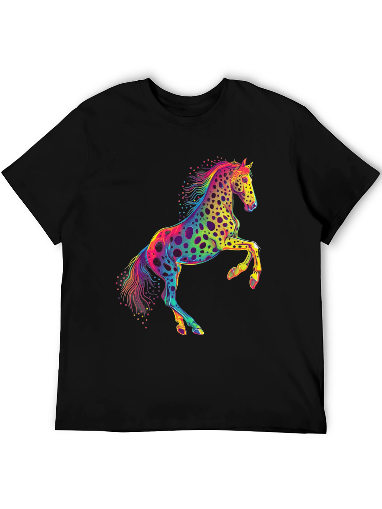 Rainbow Horse Graphic Tee - Mens Black T-Shirt