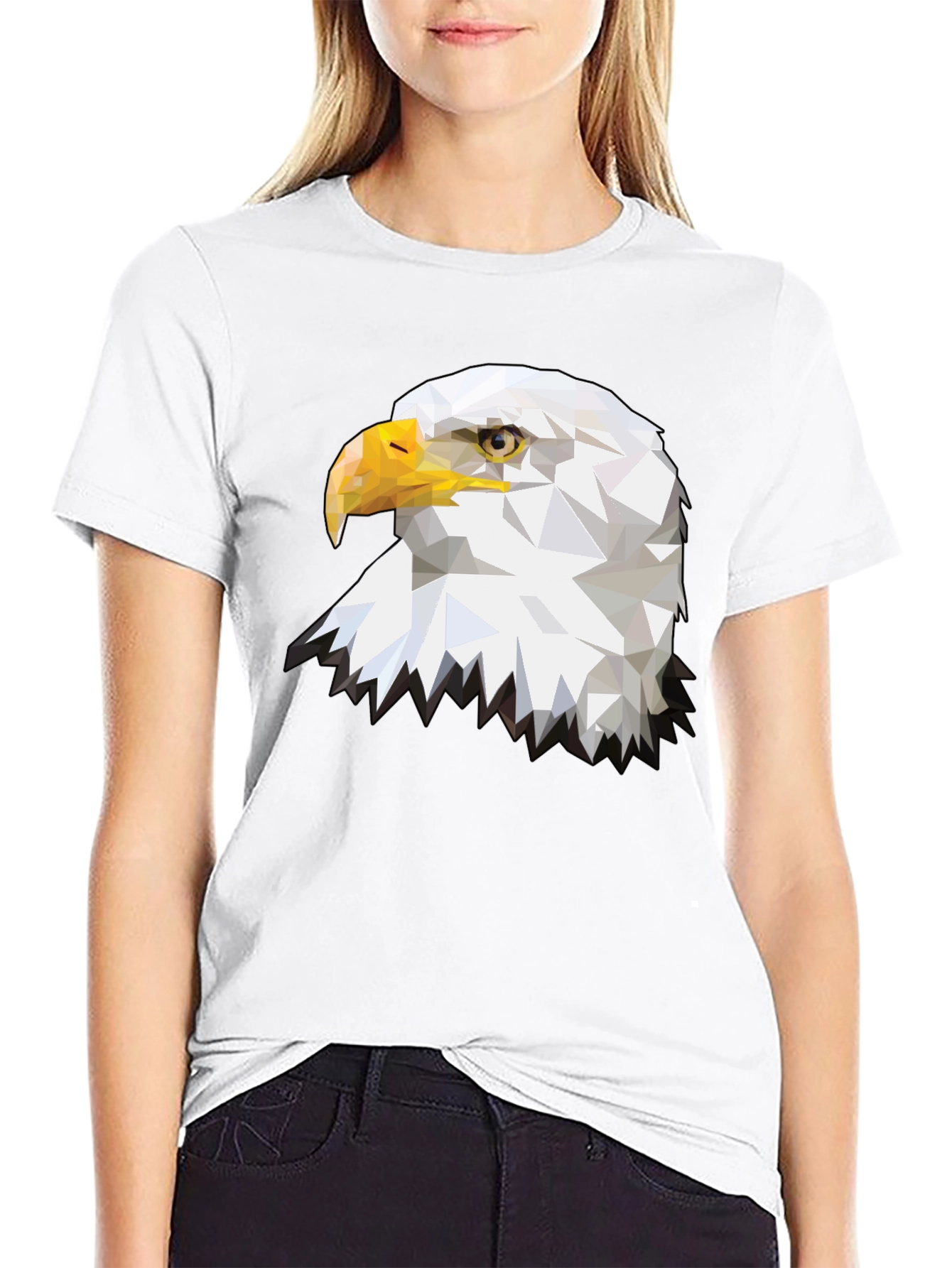 Geometric Eagle Graphic T-Shirt - Black
