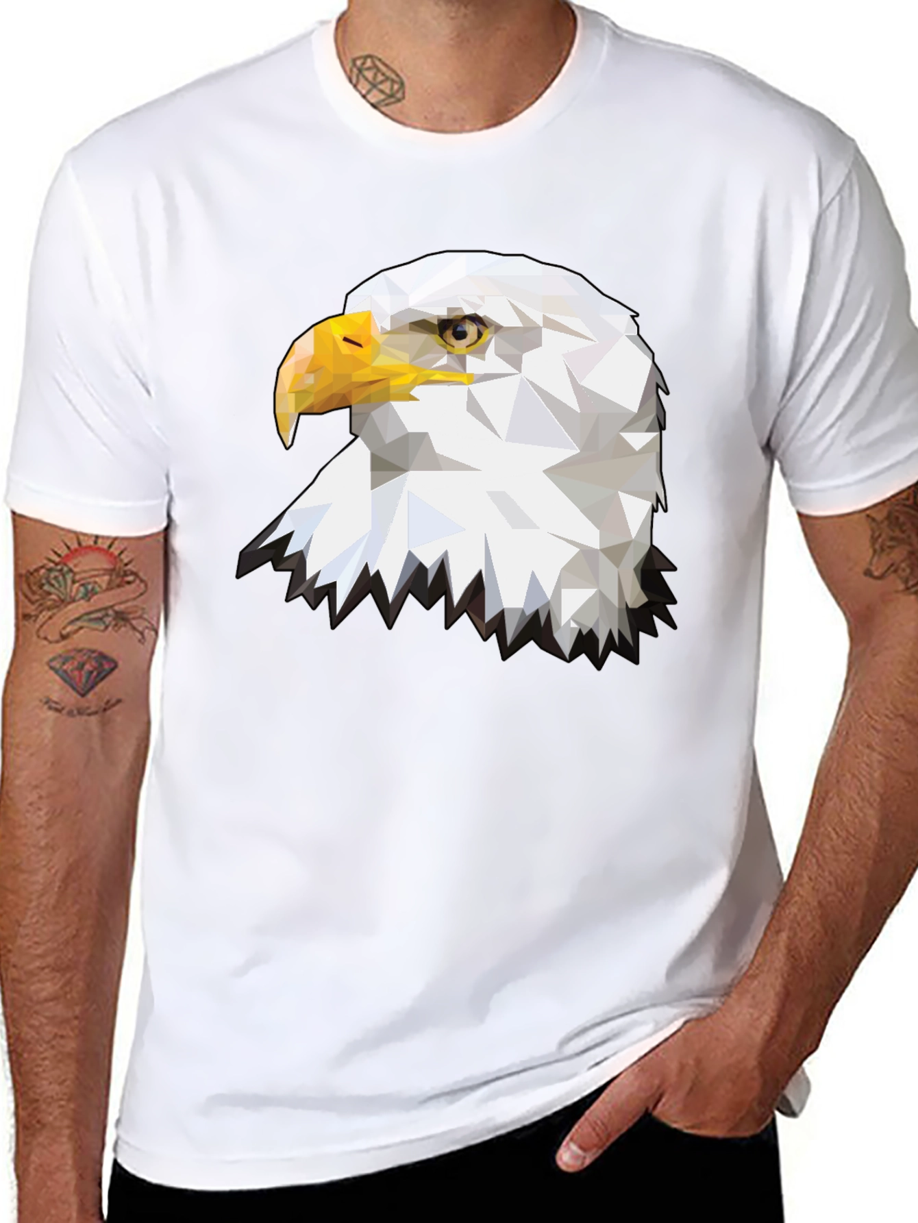 Geometric Eagle Graphic T-Shirt - Black