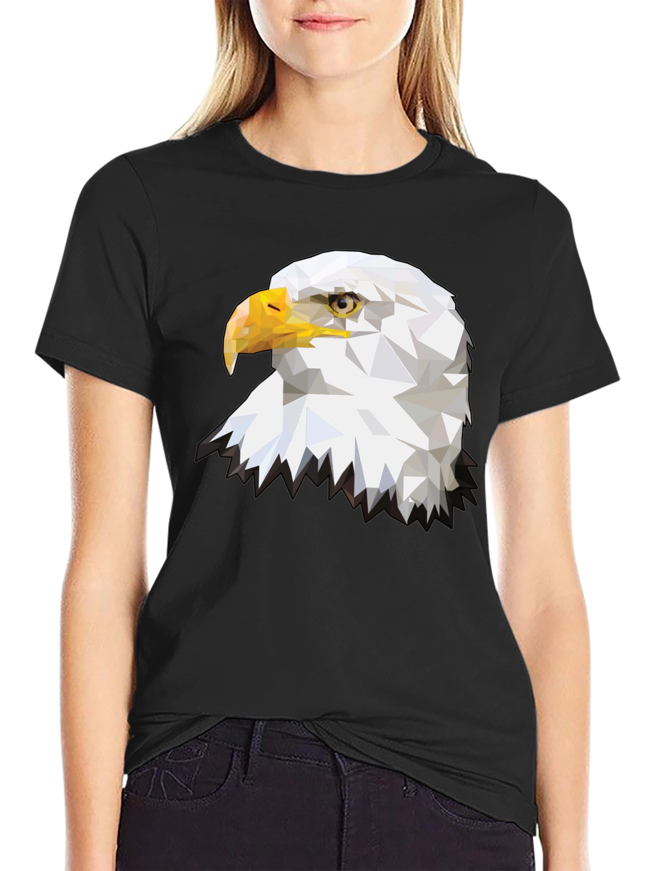Geometric Eagle Graphic T-Shirt - Black