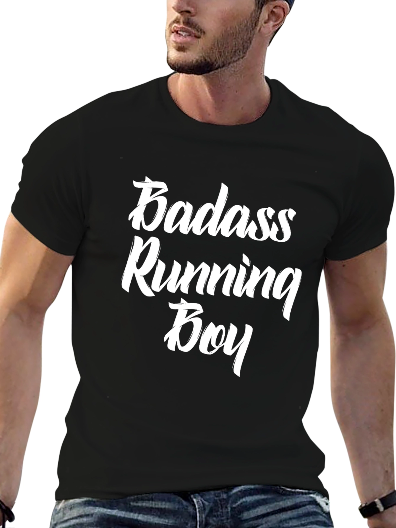 Badass Running Boy Black T-Shirt