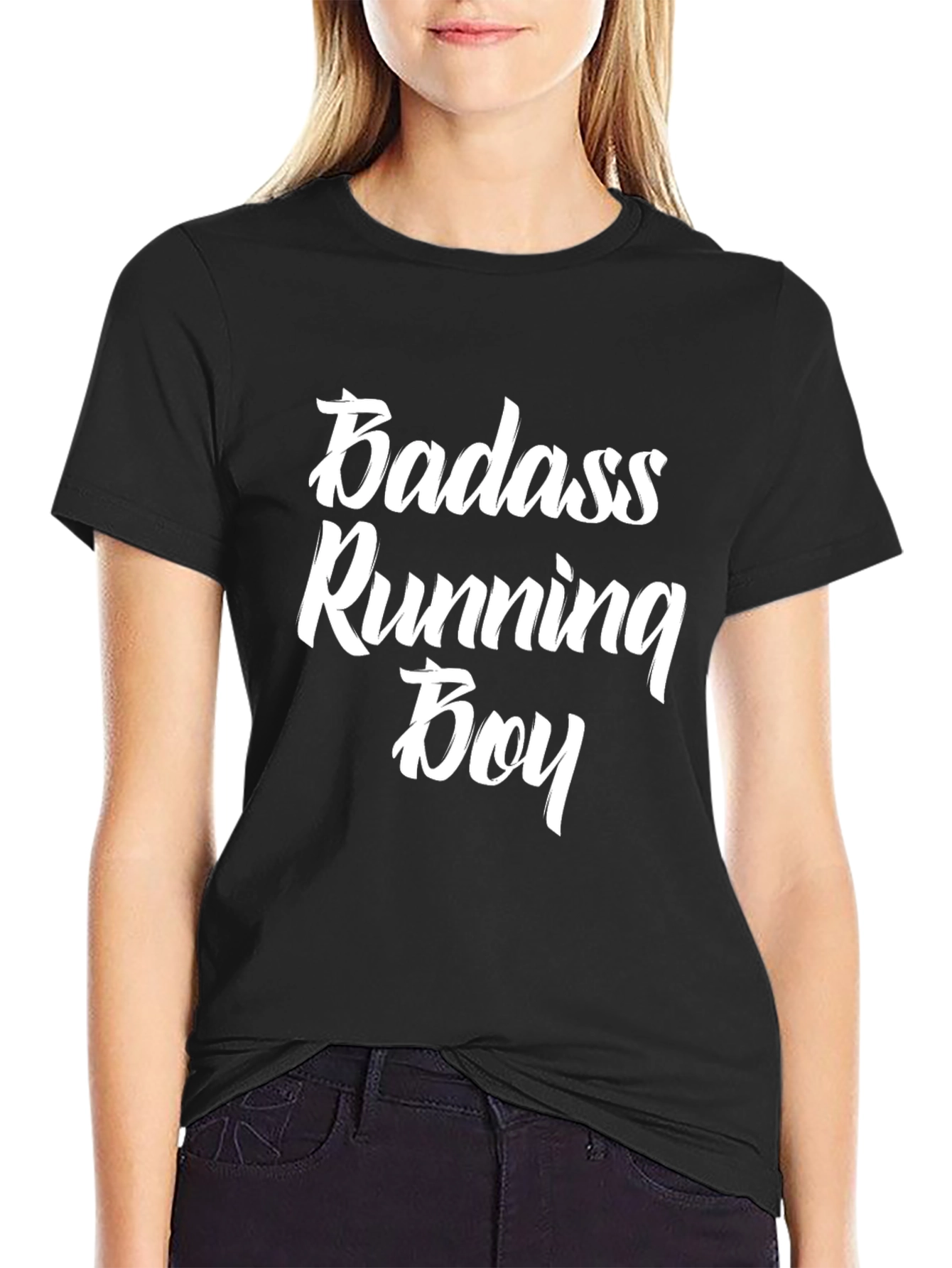 Badass Running Boy Black T-Shirt
