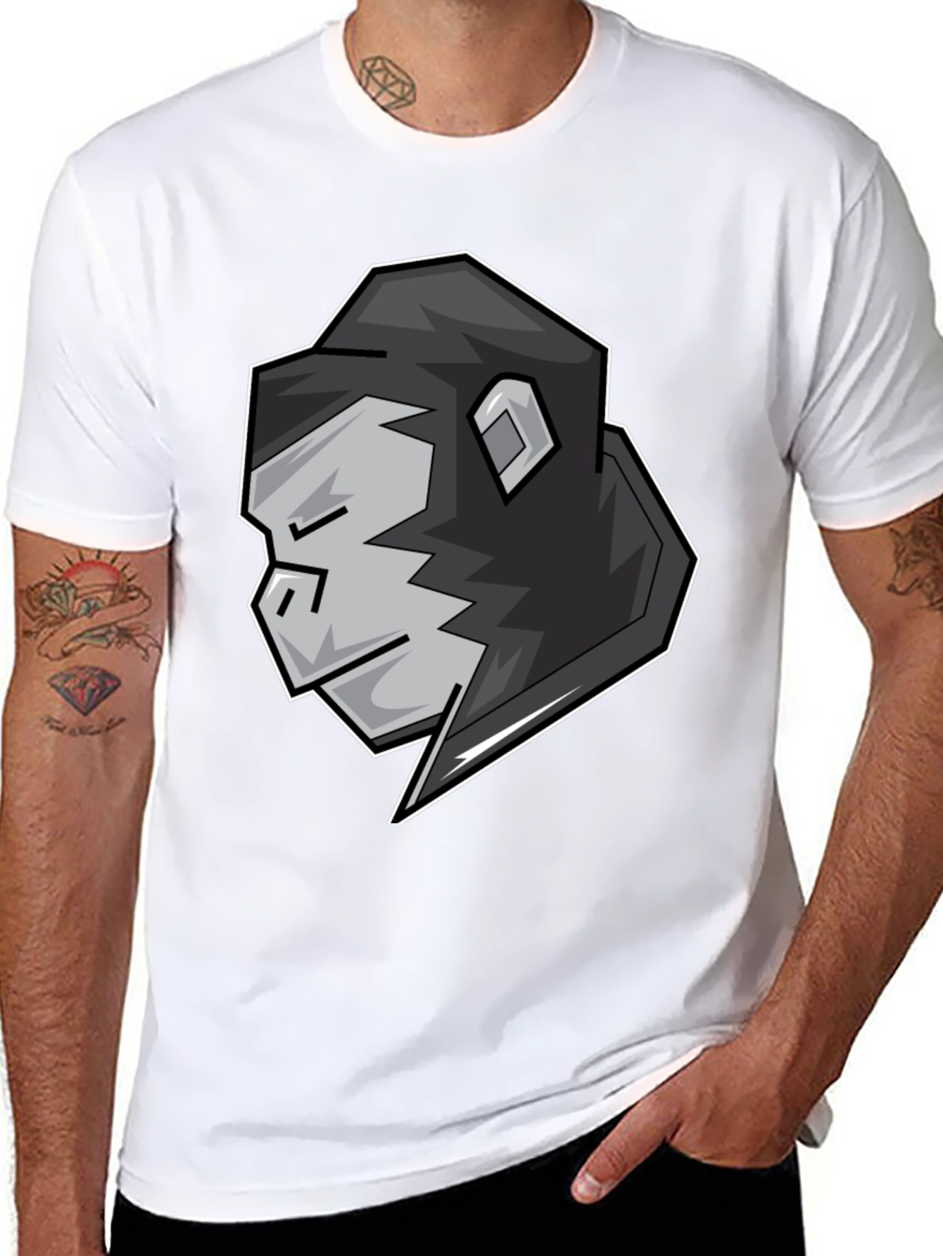 Cool Gorilla Head Graphic Black T-Shirt