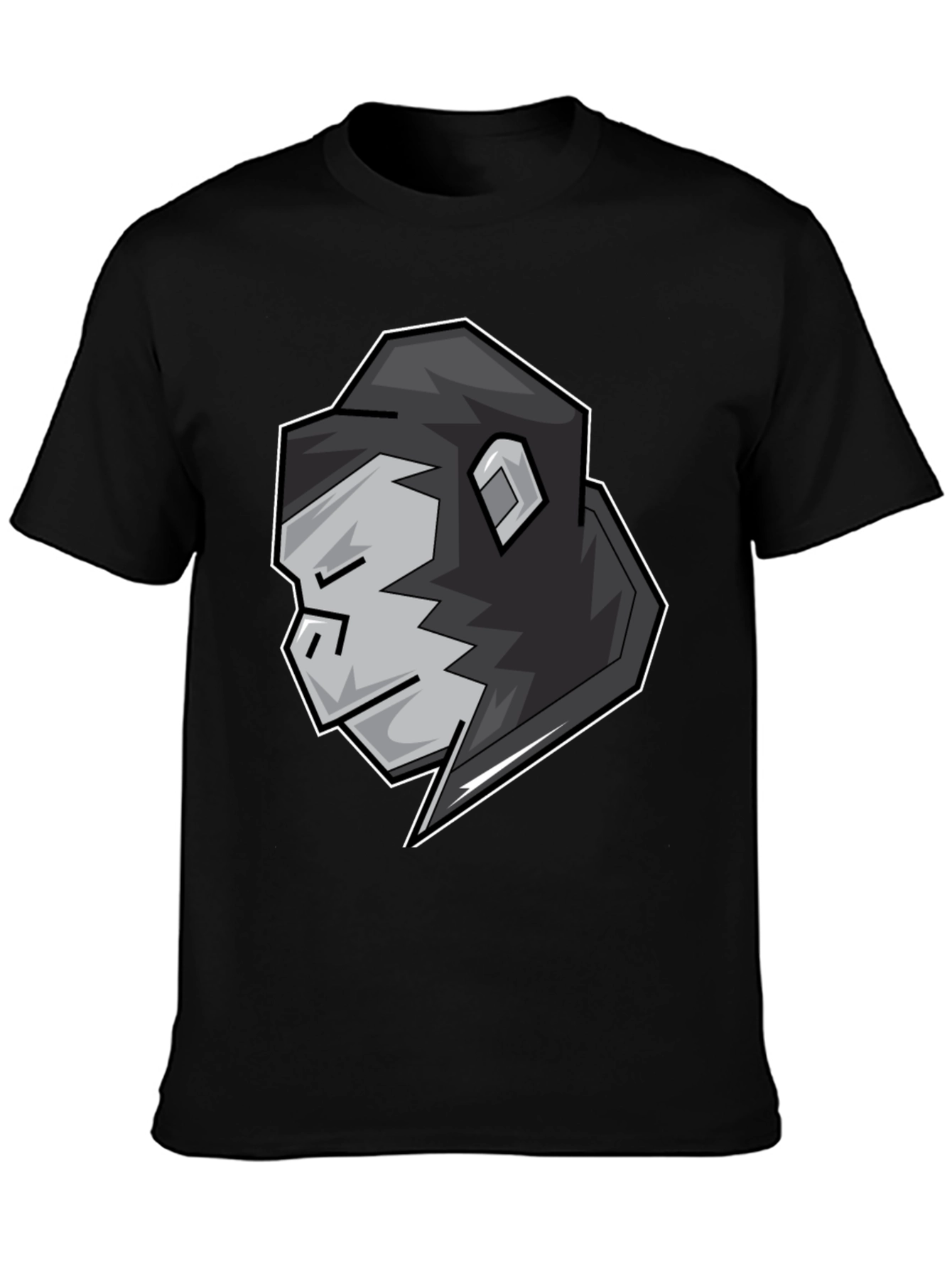 Cool Gorilla Head Graphic Black T-Shirt