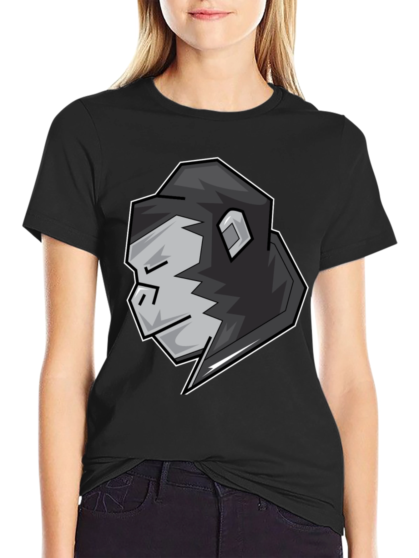 Cool Gorilla Head Graphic Black T-Shirt