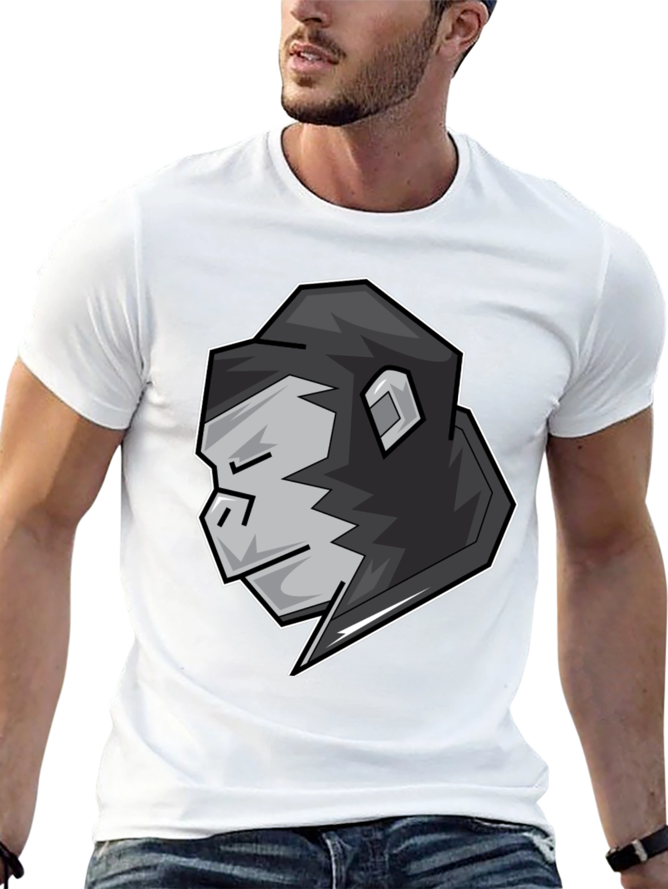 Cool Gorilla Head Graphic Black T-Shirt