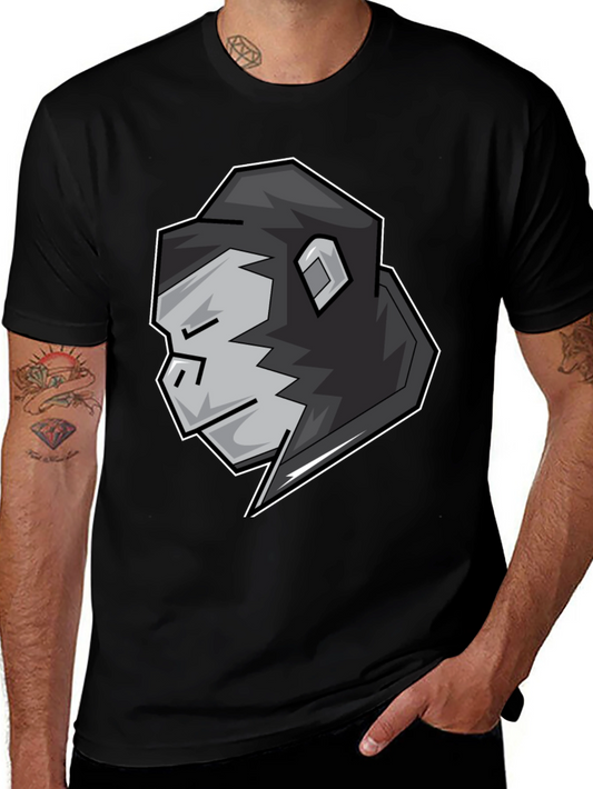Cool Gorilla Head Graphic Black T-Shirt