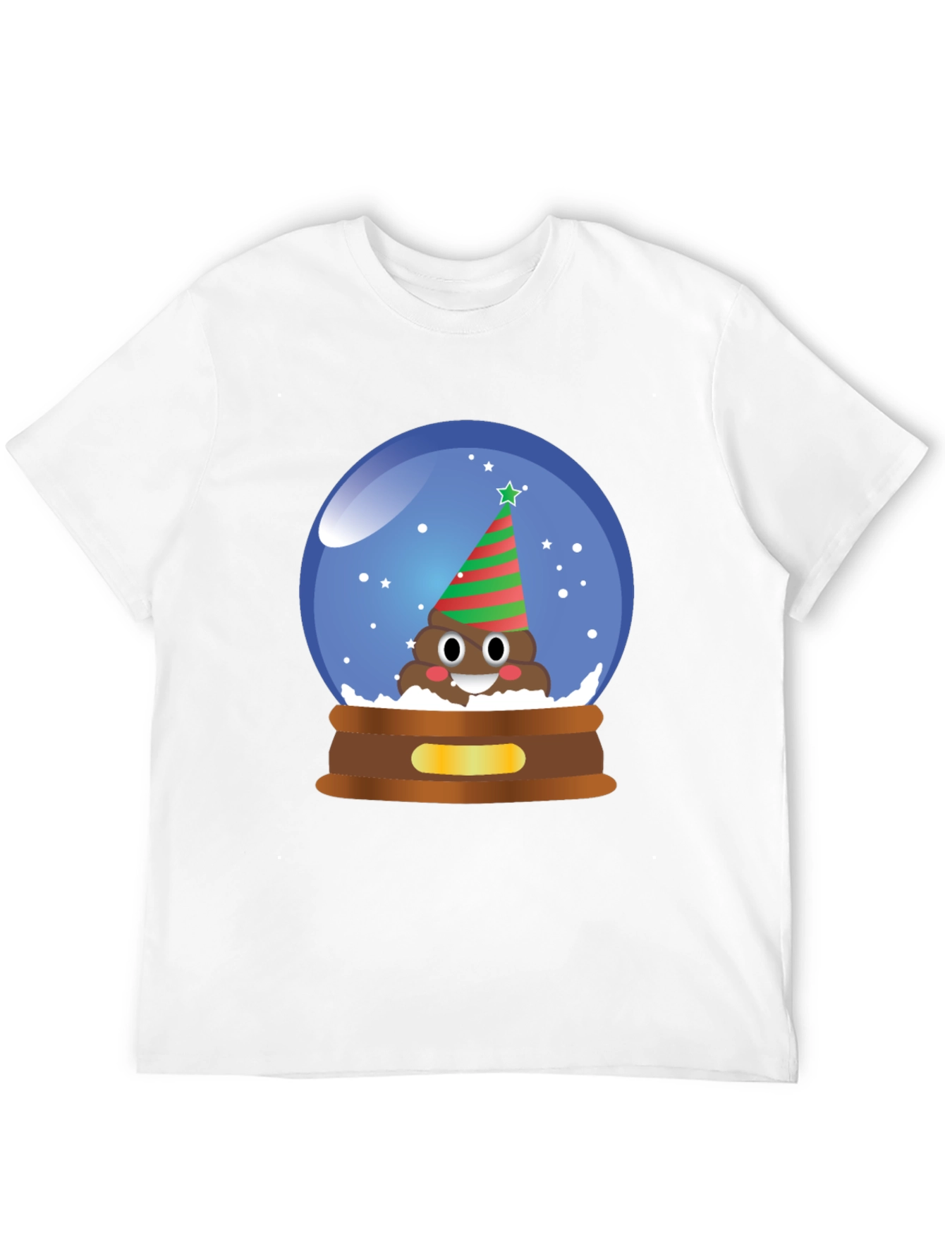Novelty Poop Emoji Christmas Snow Globe T-Shirt
