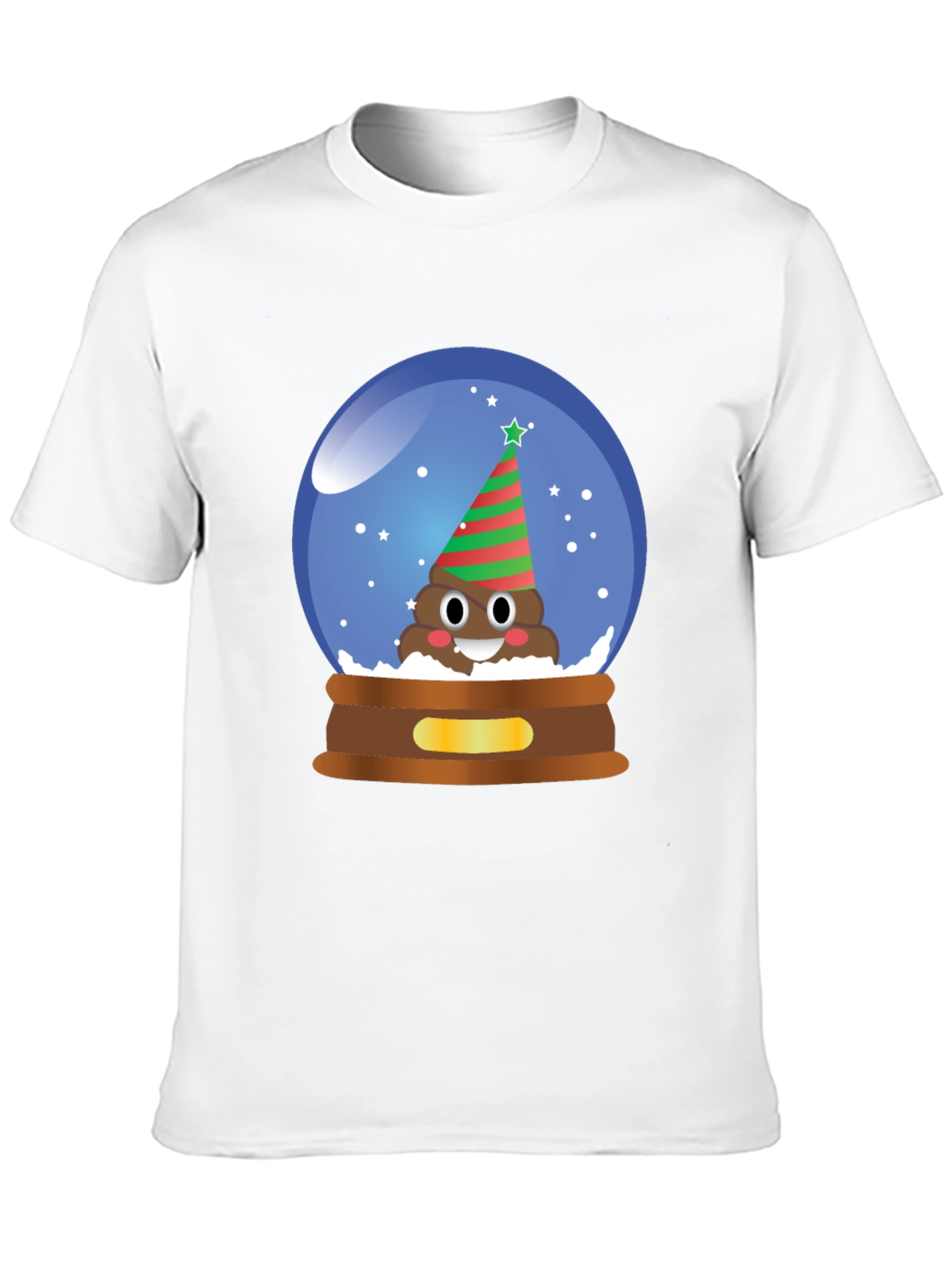 Novelty Poop Emoji Christmas Snow Globe T-Shirt