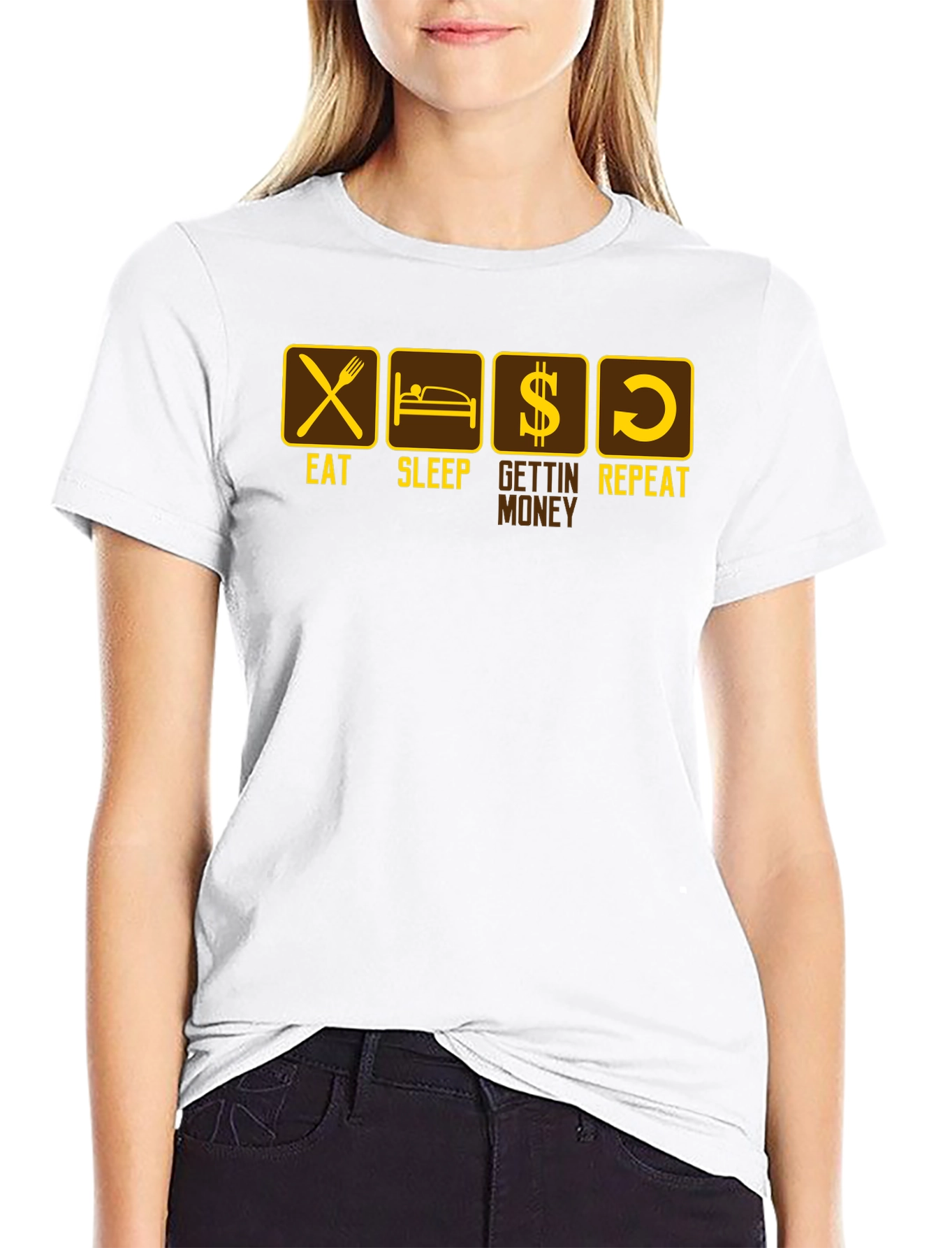 Eat Sleep Gettin Money Repeat Black T-Shirt
