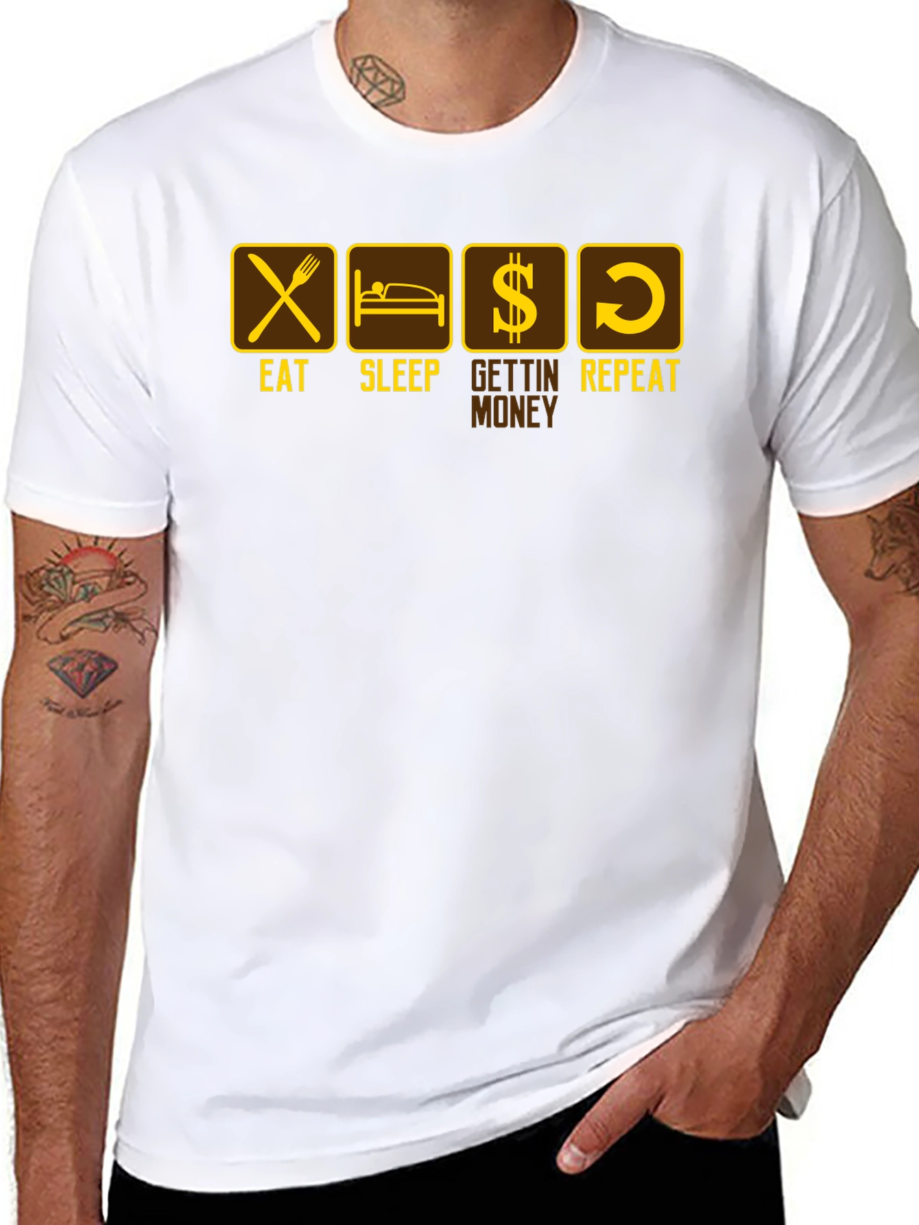 Eat Sleep Gettin Money Repeat Black T-Shirt