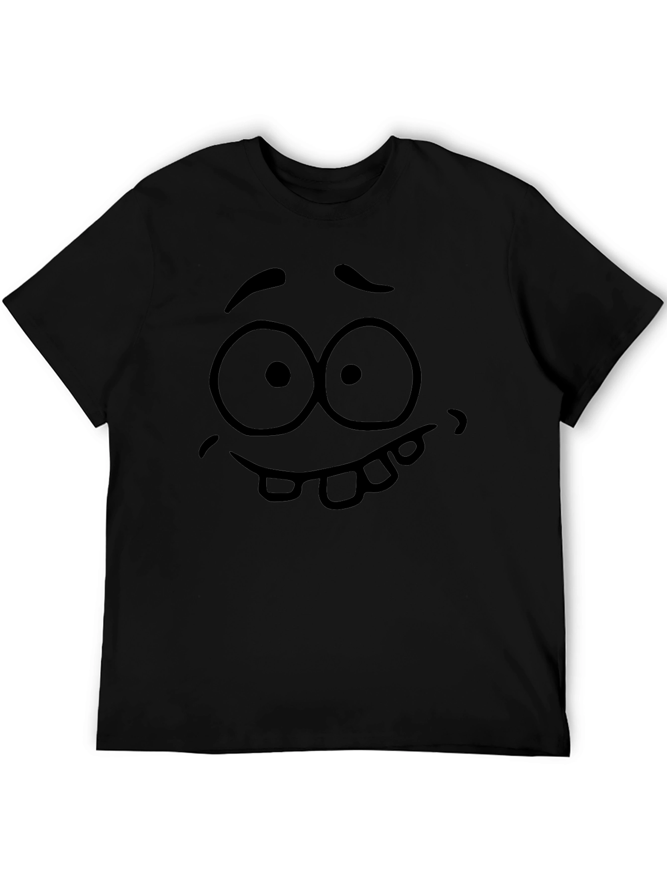 Funny Face Graphic Tee - Black Cotton T-Shirt