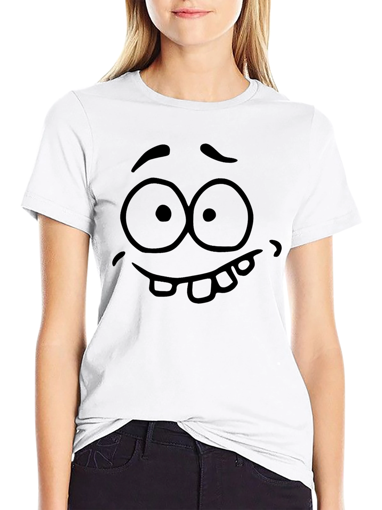 Funny Face Graphic Tee - Black Cotton T-Shirt