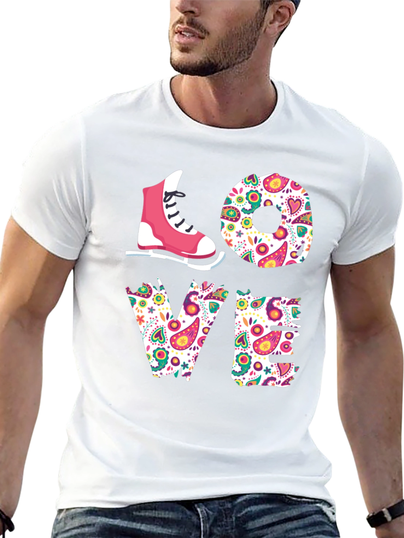 LOVE Ice Skating T-Shirt - Floral Design