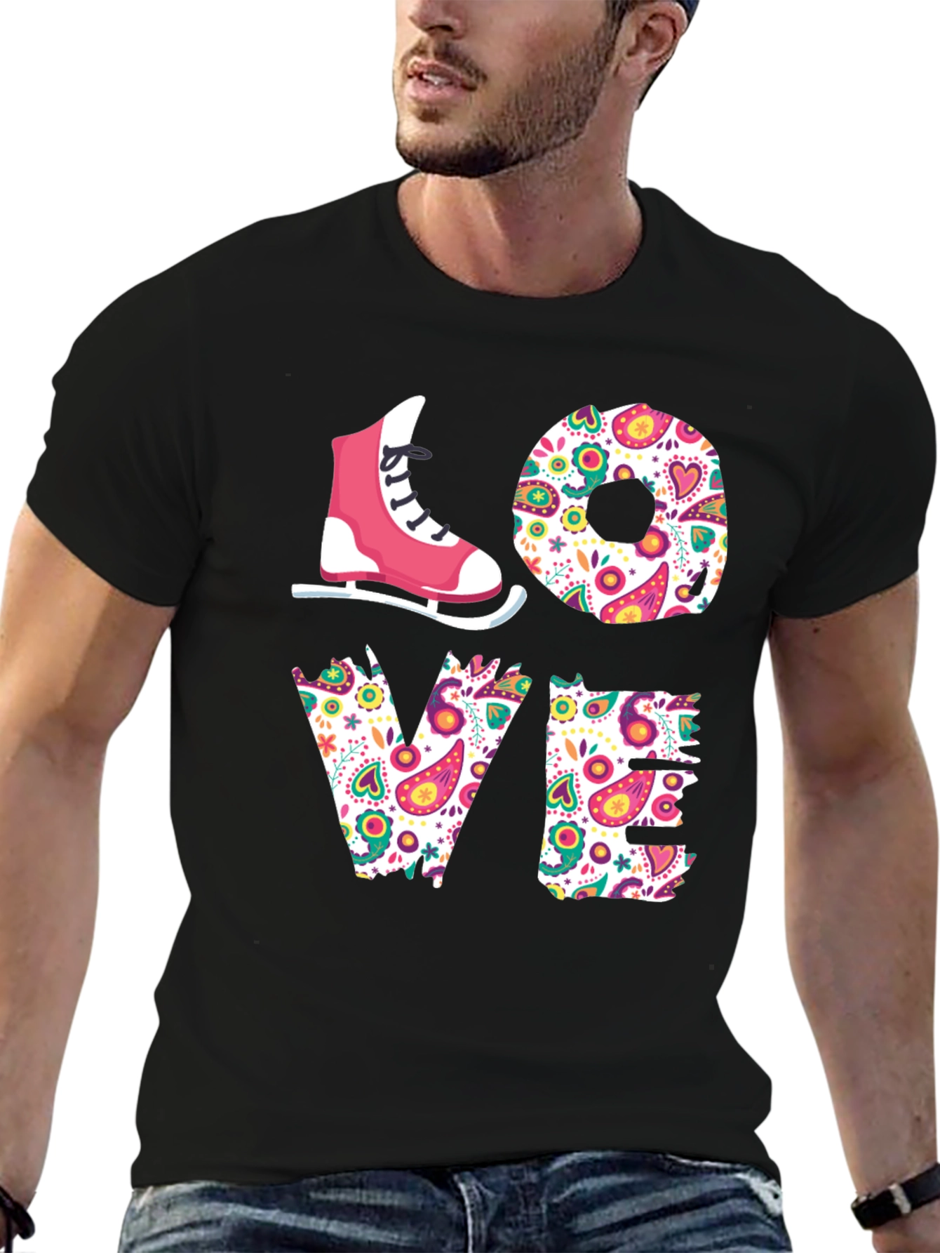 LOVE Ice Skating T-Shirt - Floral Design