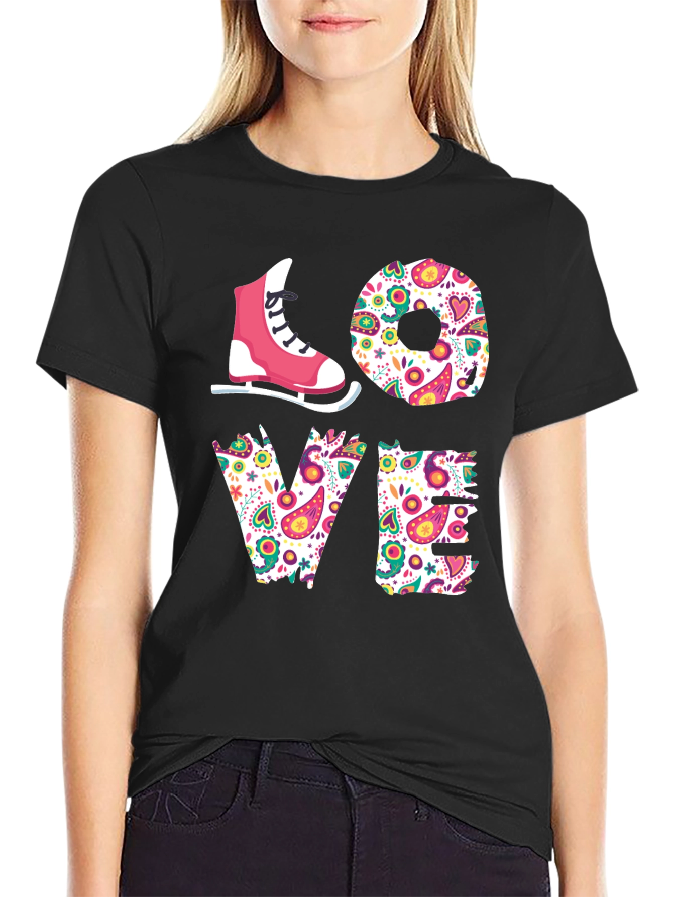 LOVE Ice Skating T-Shirt - Floral Design