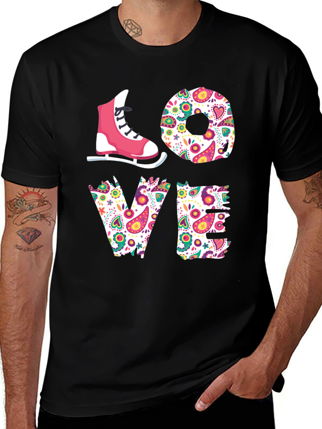 LOVE Ice Skating T-Shirt - Floral Design