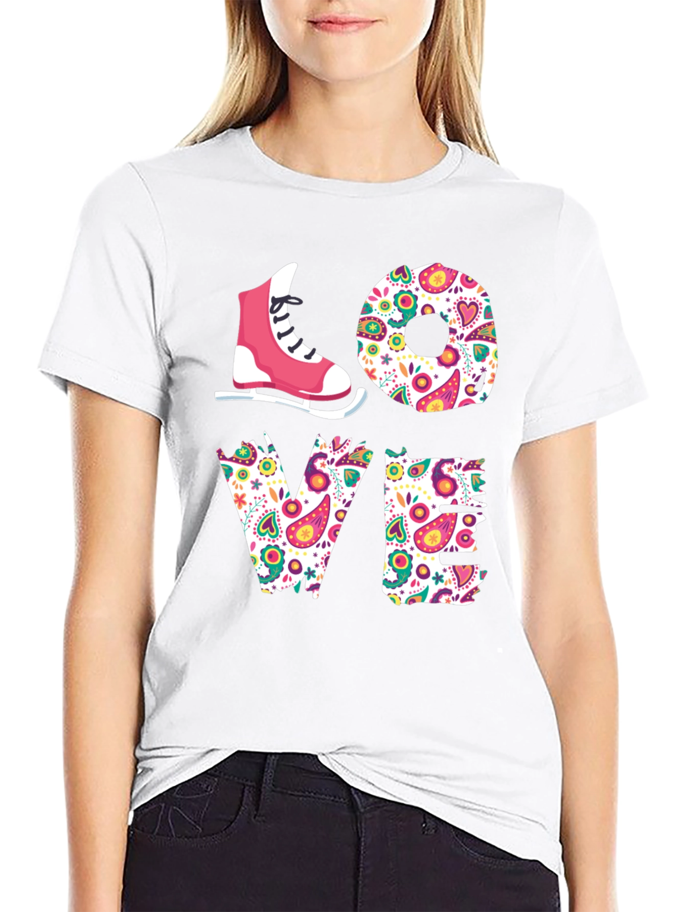 LOVE Ice Skating T-Shirt - Floral Design