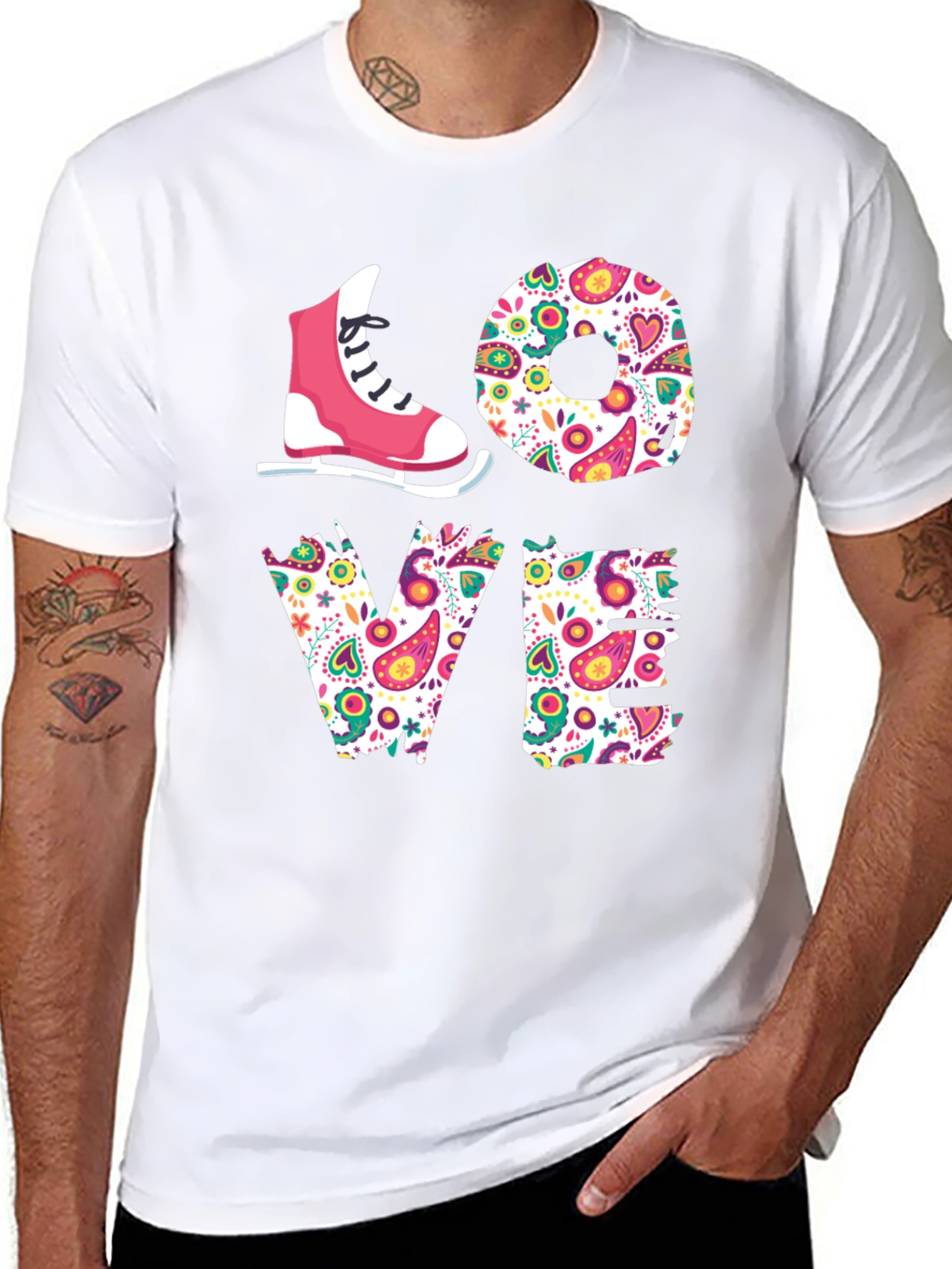 LOVE Ice Skating T-Shirt - Floral Design