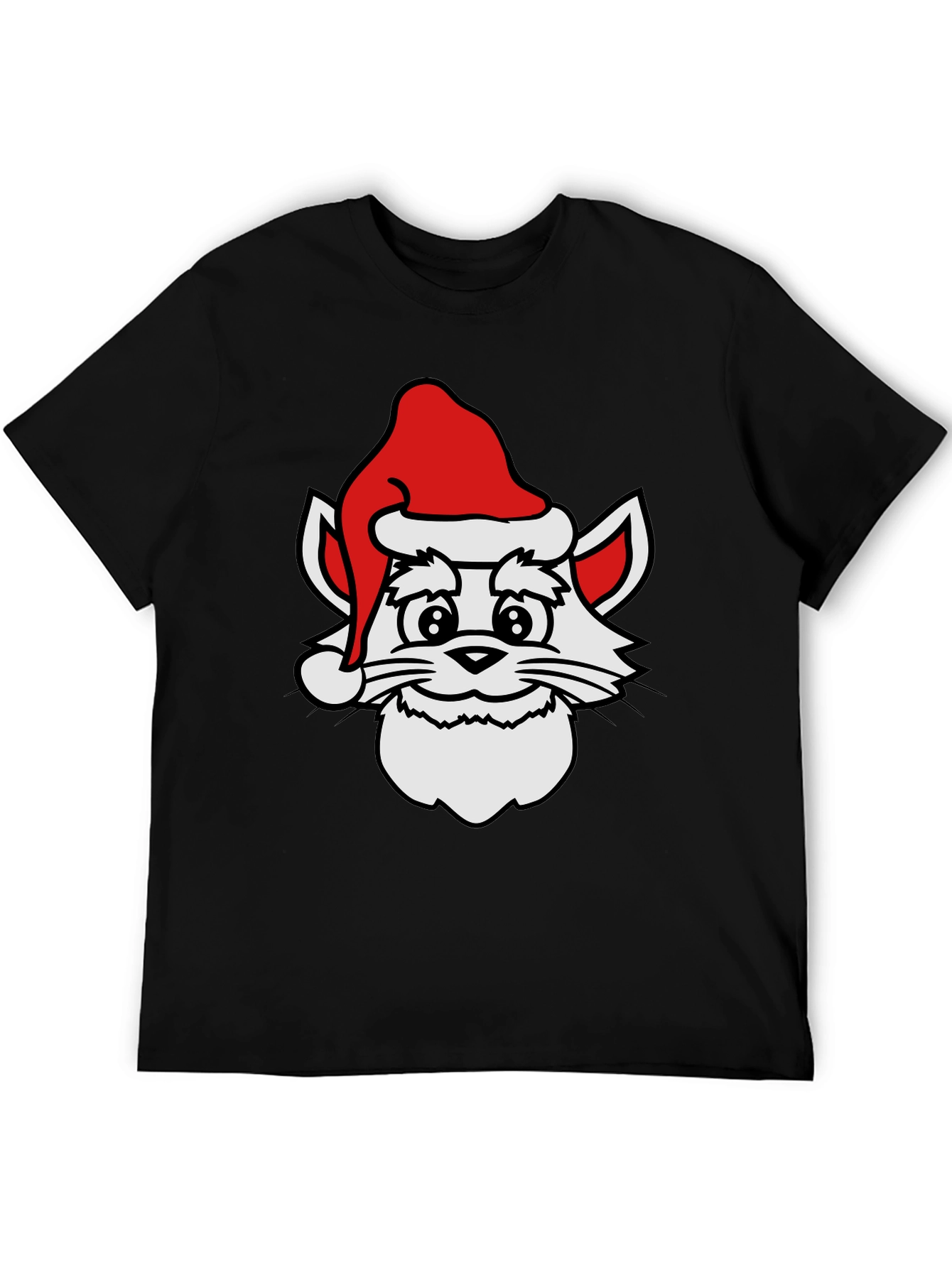 Festive Cat T-Shirt - Holiday Santa Hat Design