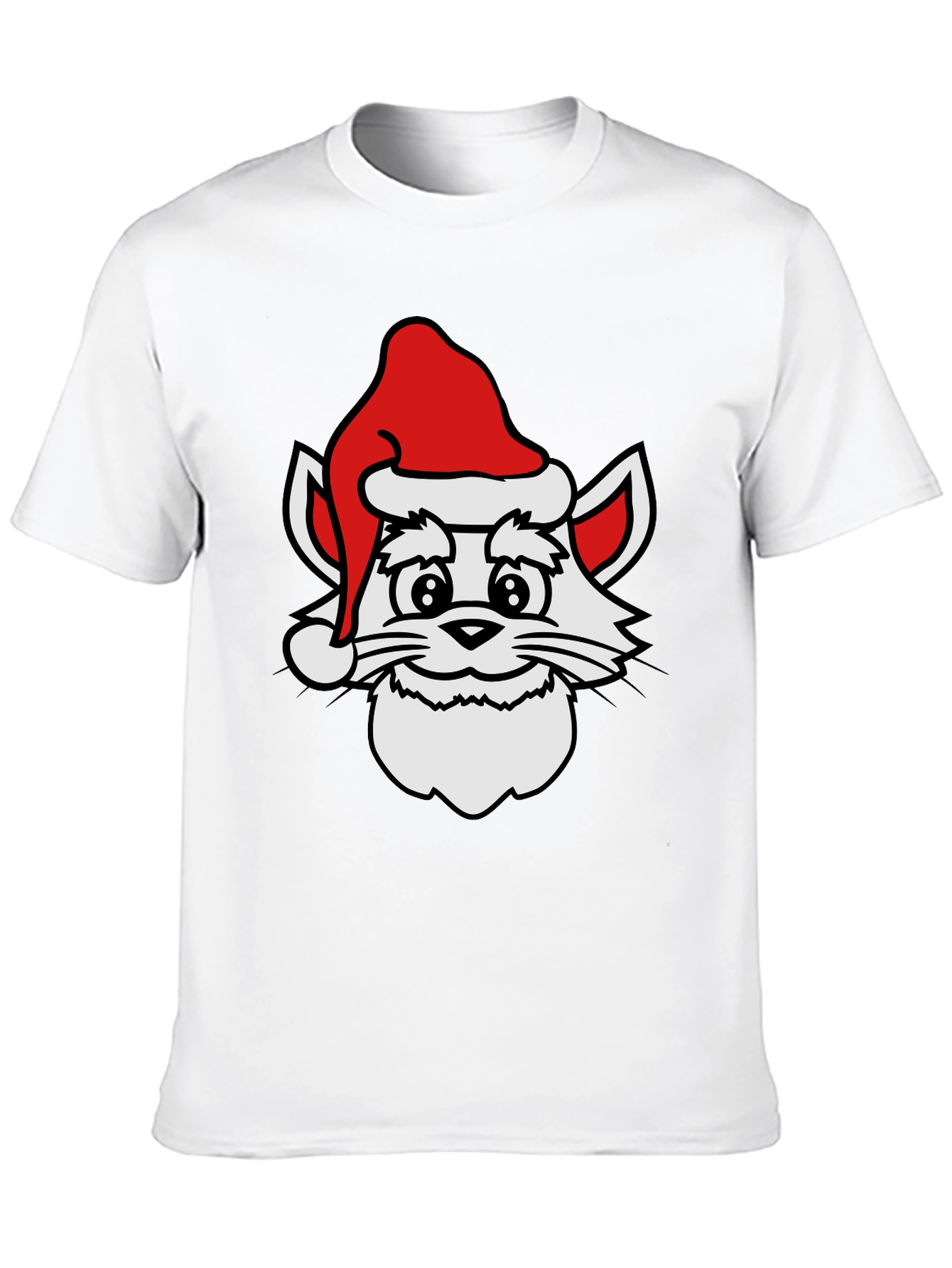 Festive Cat T-Shirt - Holiday Santa Hat Design