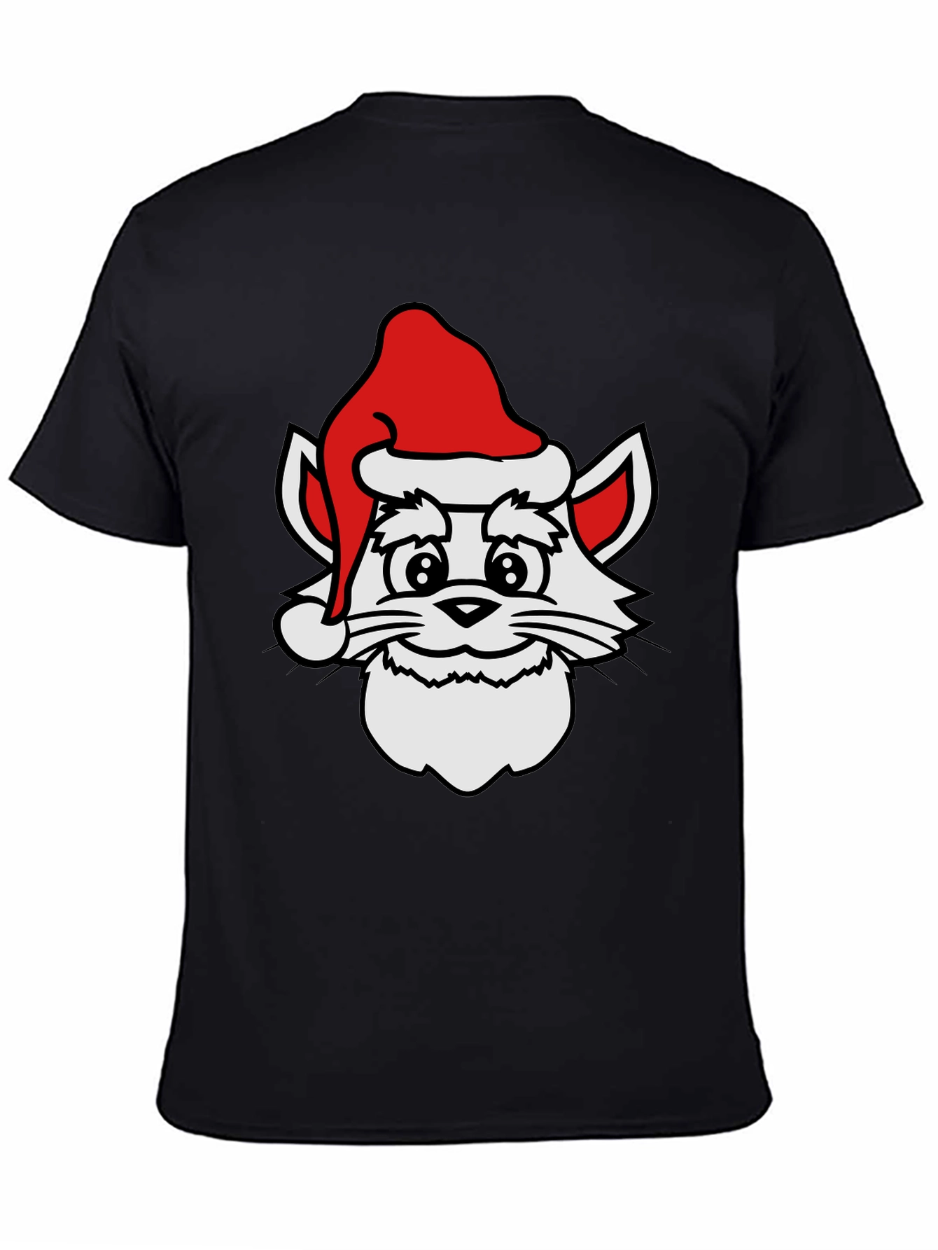 Festive Cat T-Shirt - Holiday Santa Hat Design