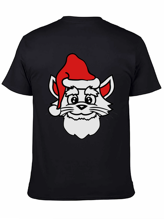 Festive Cat T-Shirt - Holiday Santa Hat Design