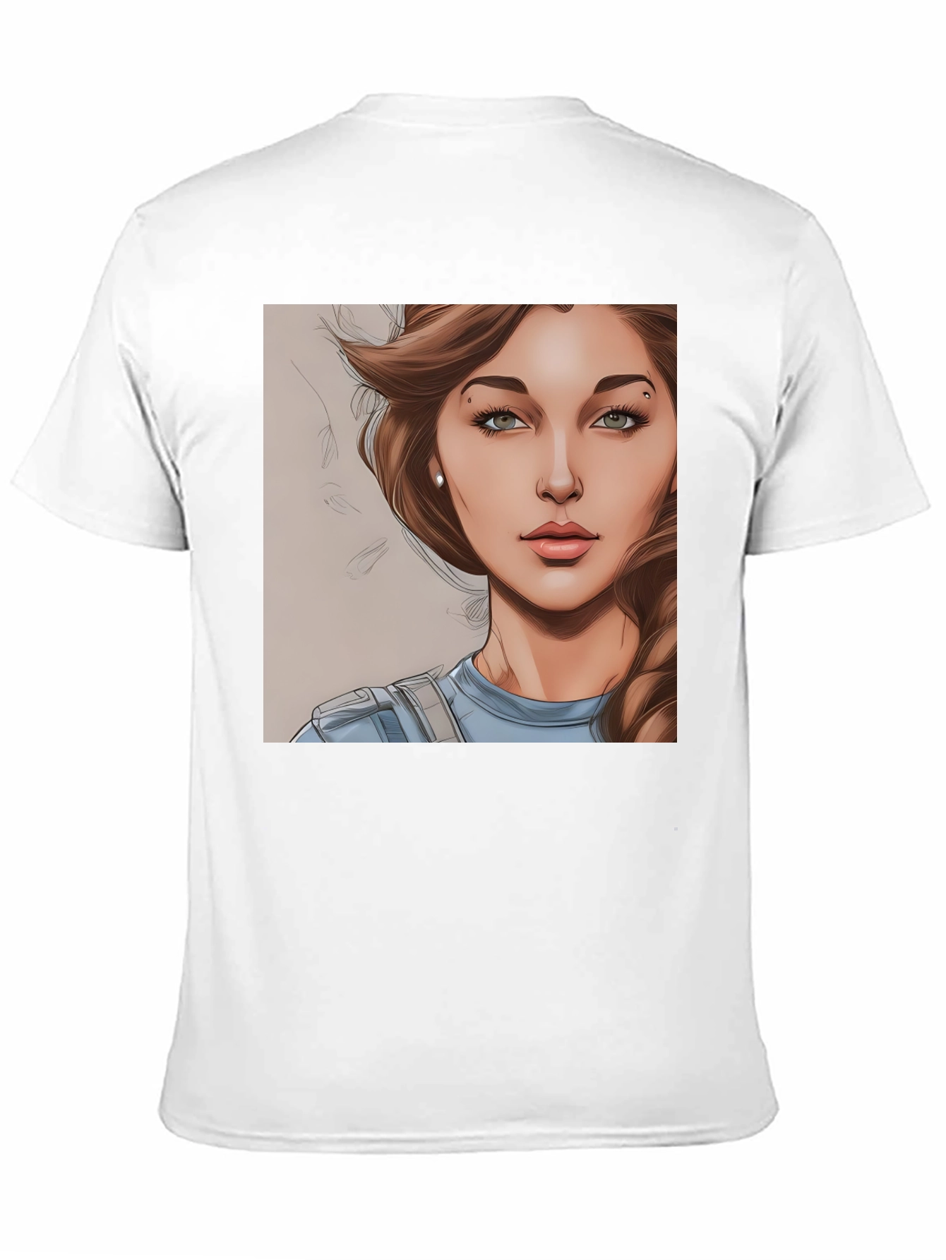 Woman Cartoon Portrait Black T-Shirt