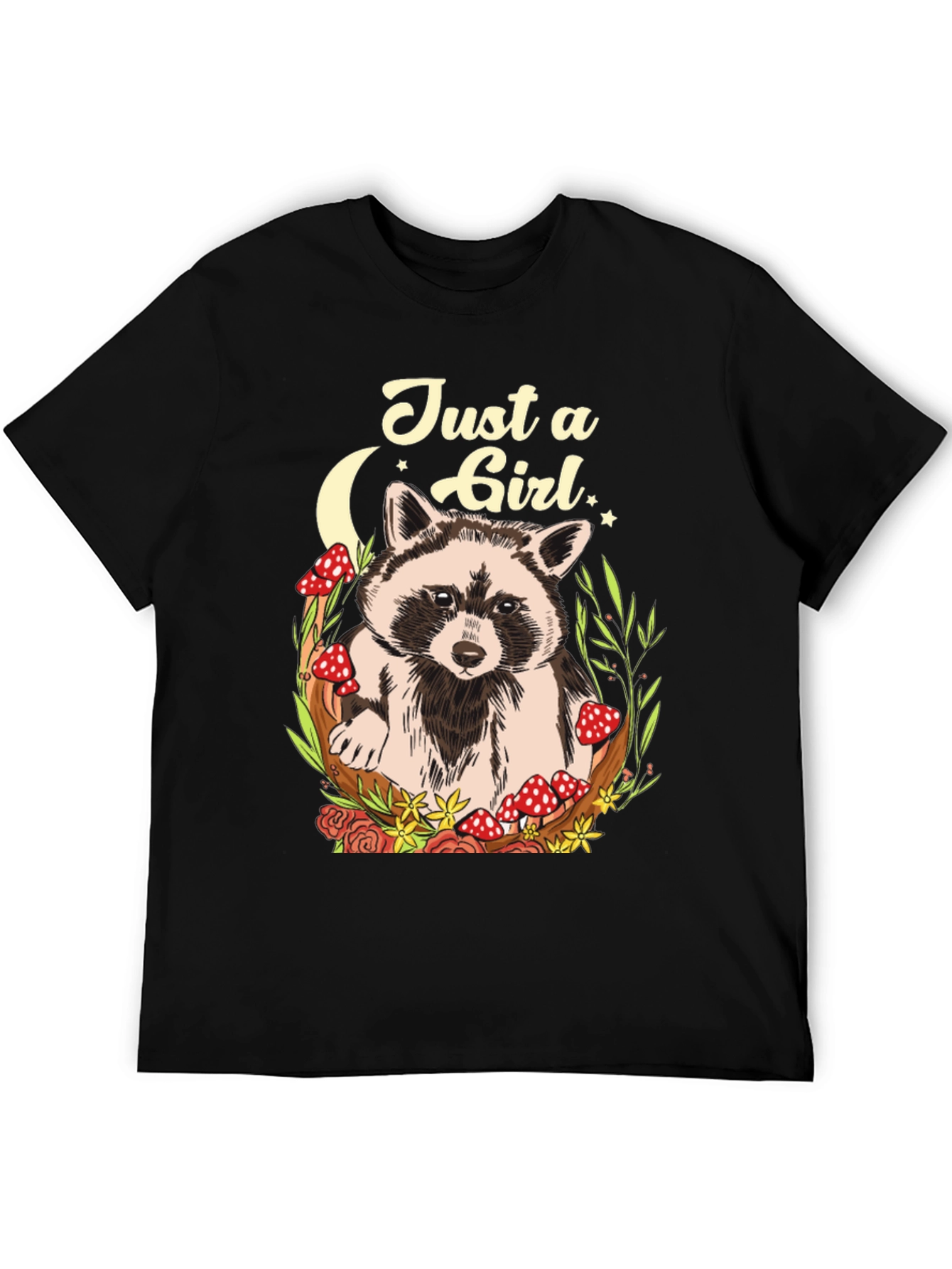 Just a Girl Raccoon Graphic T-Shirt