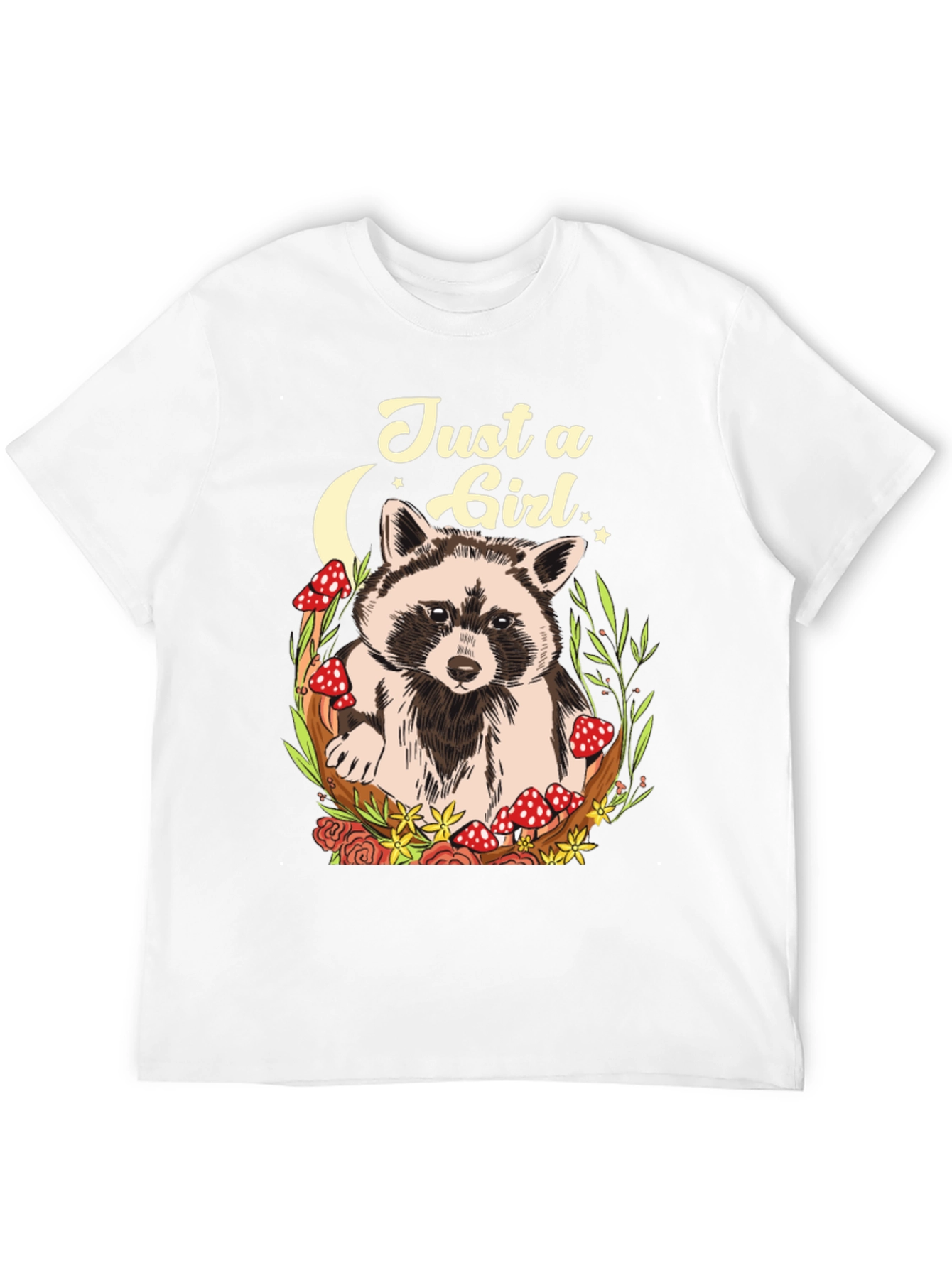 Just a Girl Raccoon Graphic T-Shirt